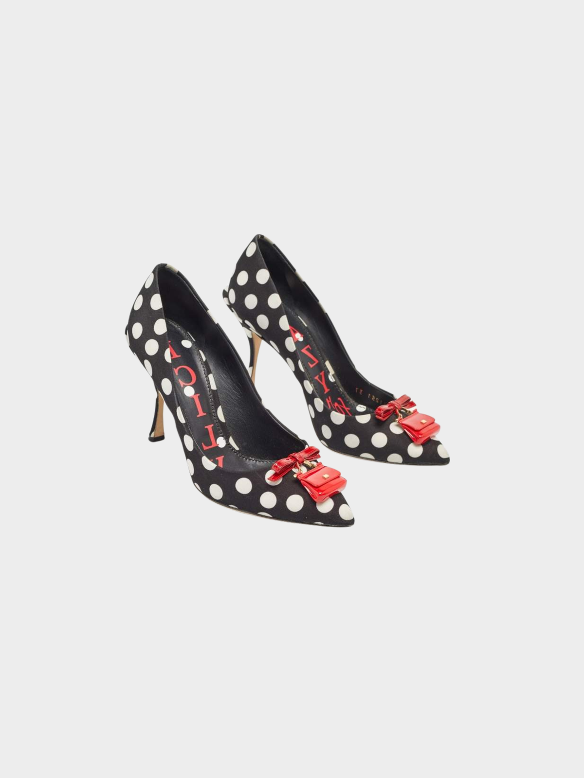 Dolce and Gabbana 2000s Black and White Polka Dot Bag Detail Pumps