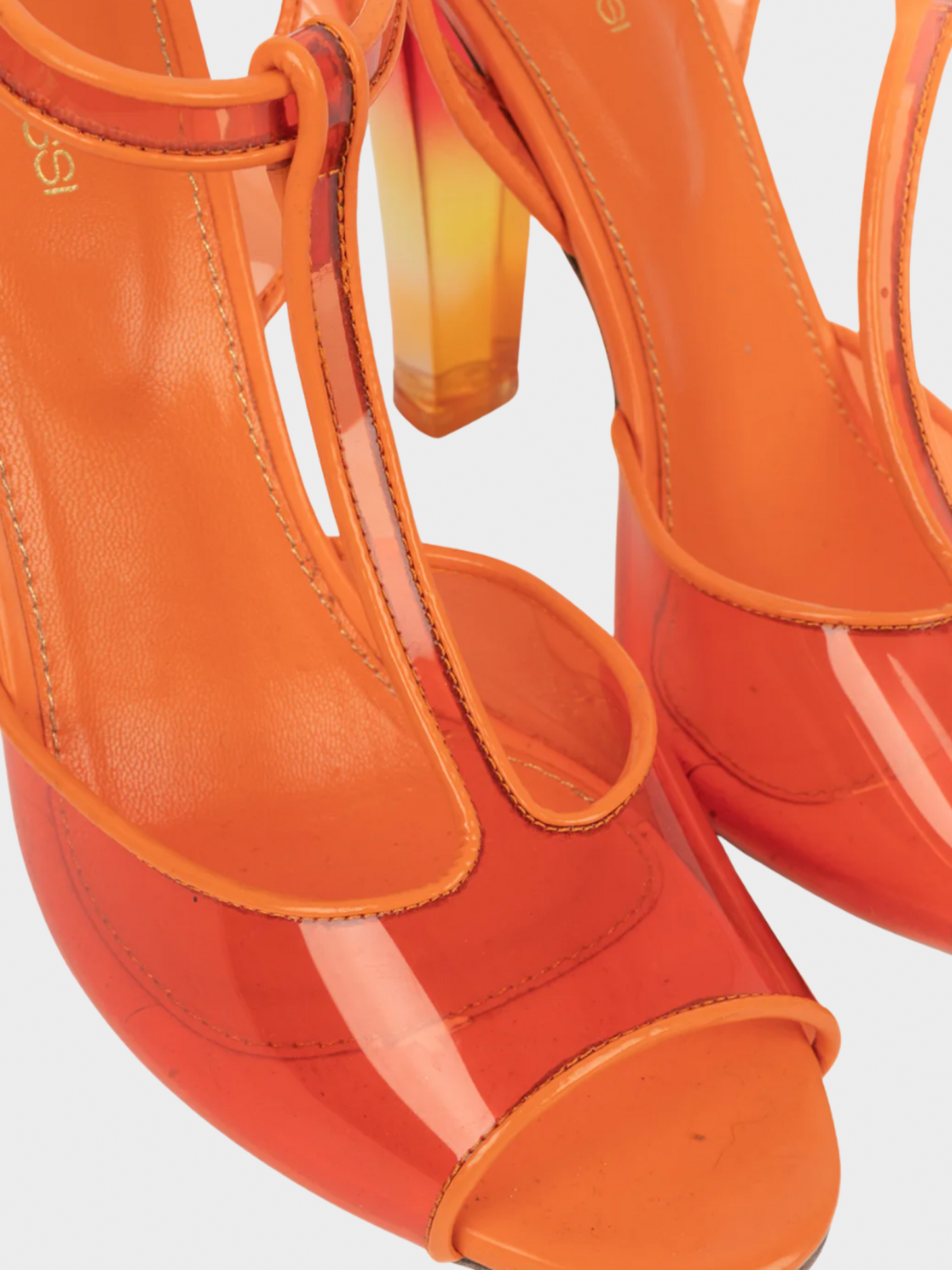 Sergio Rossi 2000s Orange PVC Heeled Pumps