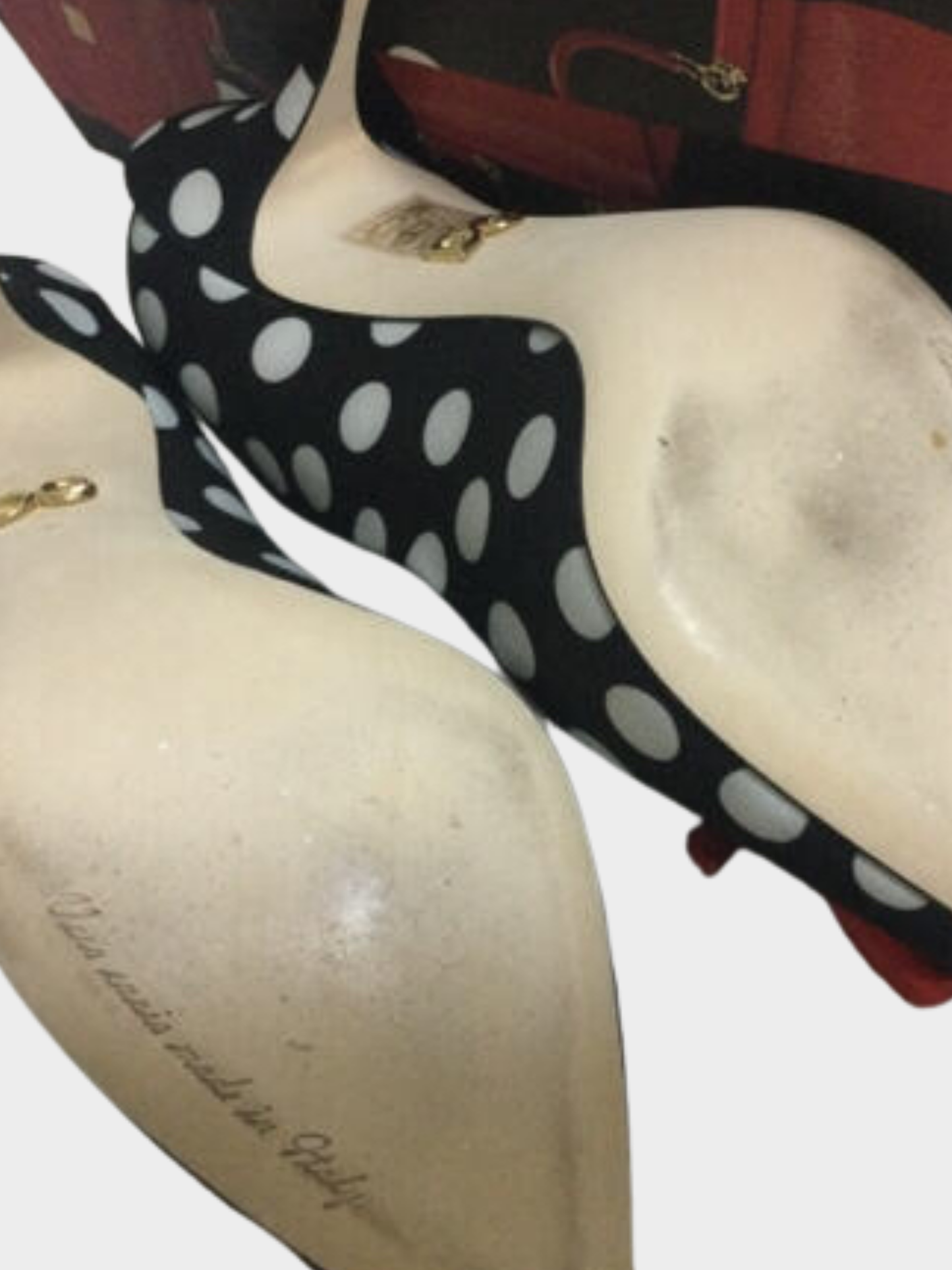 Dolce and Gabbana 2000s Black and White Polka Dot Bag Detail Pumps