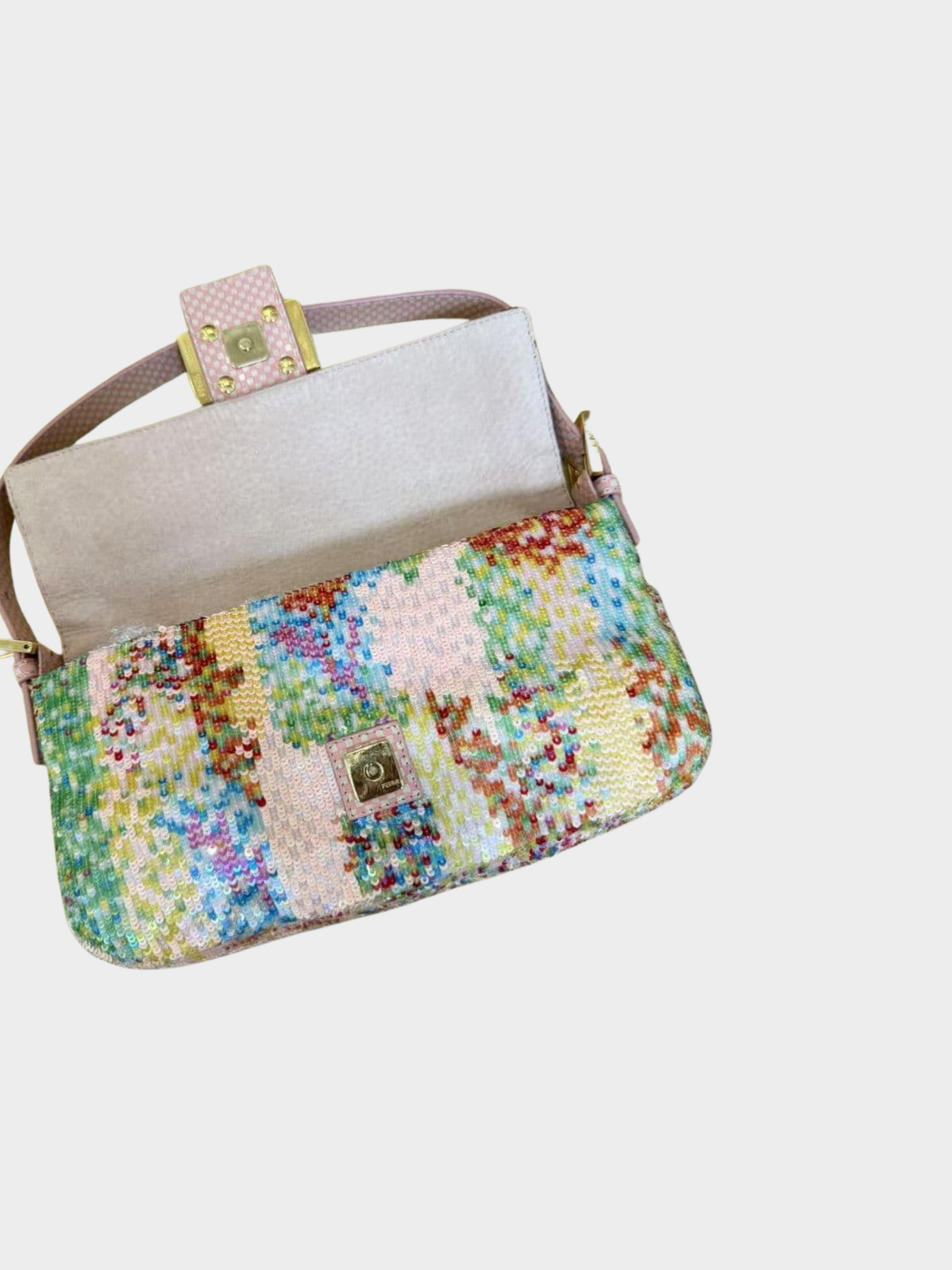 Fendi 2013 Limited Edition Rainbow Glitter Splash Ball Baguette Bag