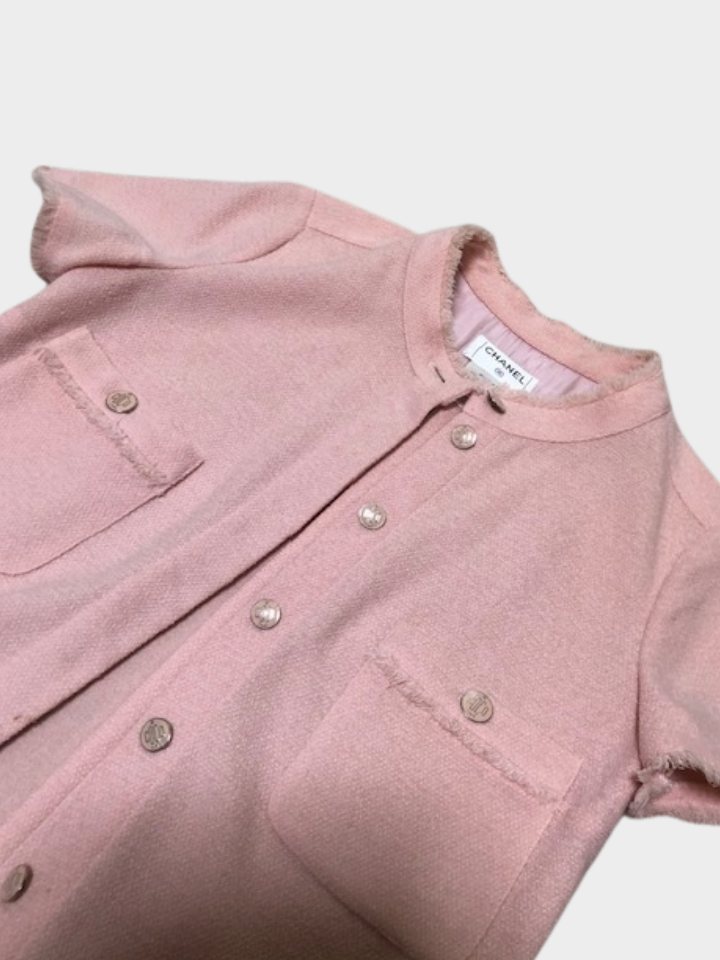 Chanel 2000s Pink Tweed Summer Jacket