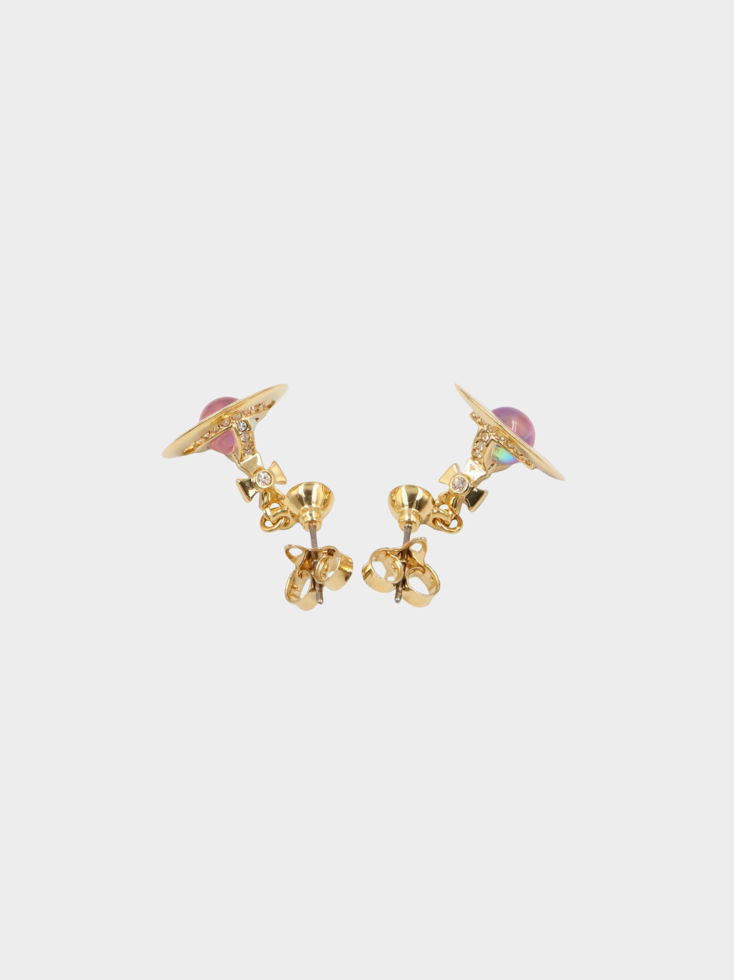 Vivienne Westwood 2000s Gold and Pink Orb Drop Earrings