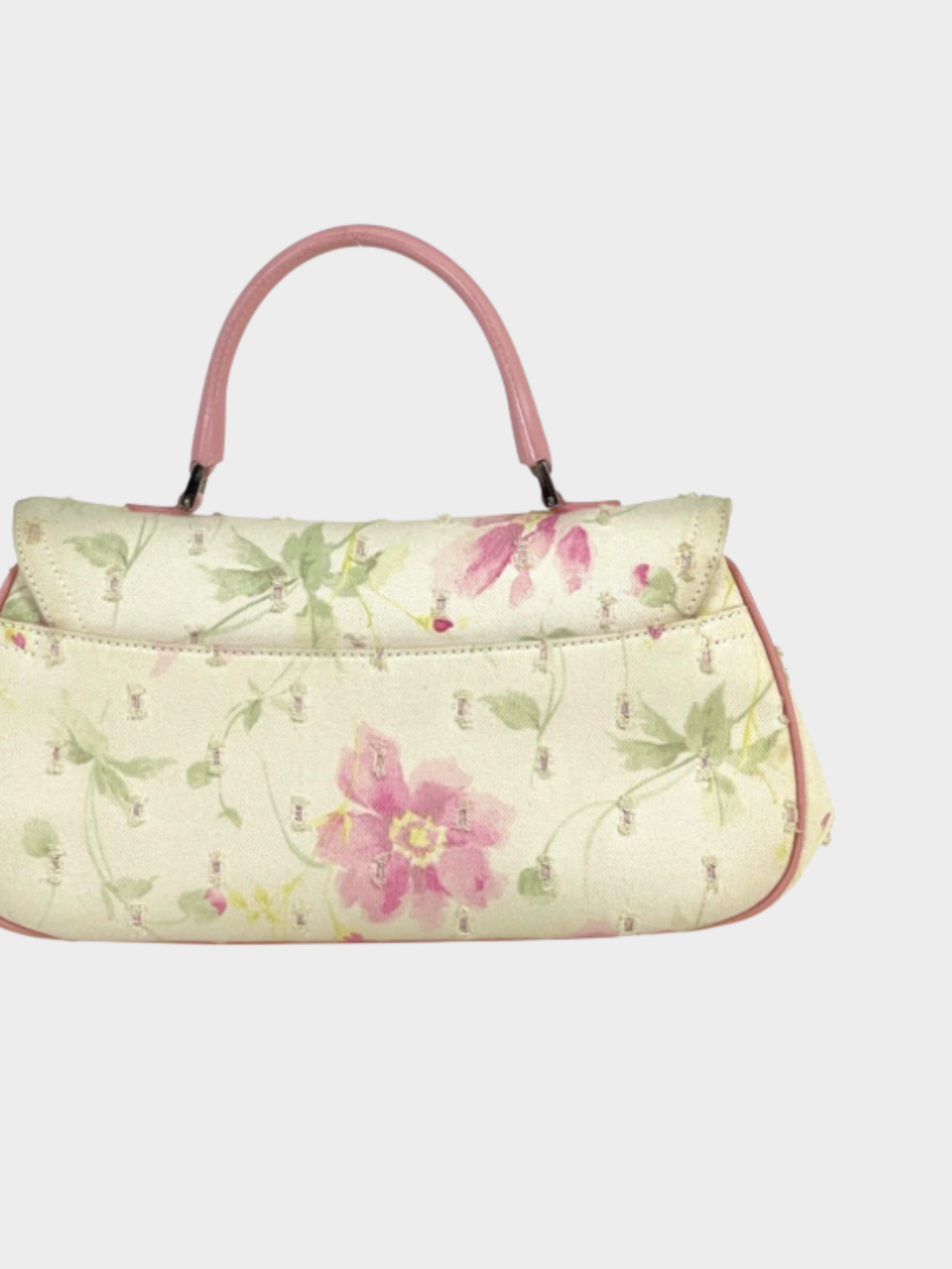 Christian Dior 2000s Cream and Pink Leather Trim Handbag