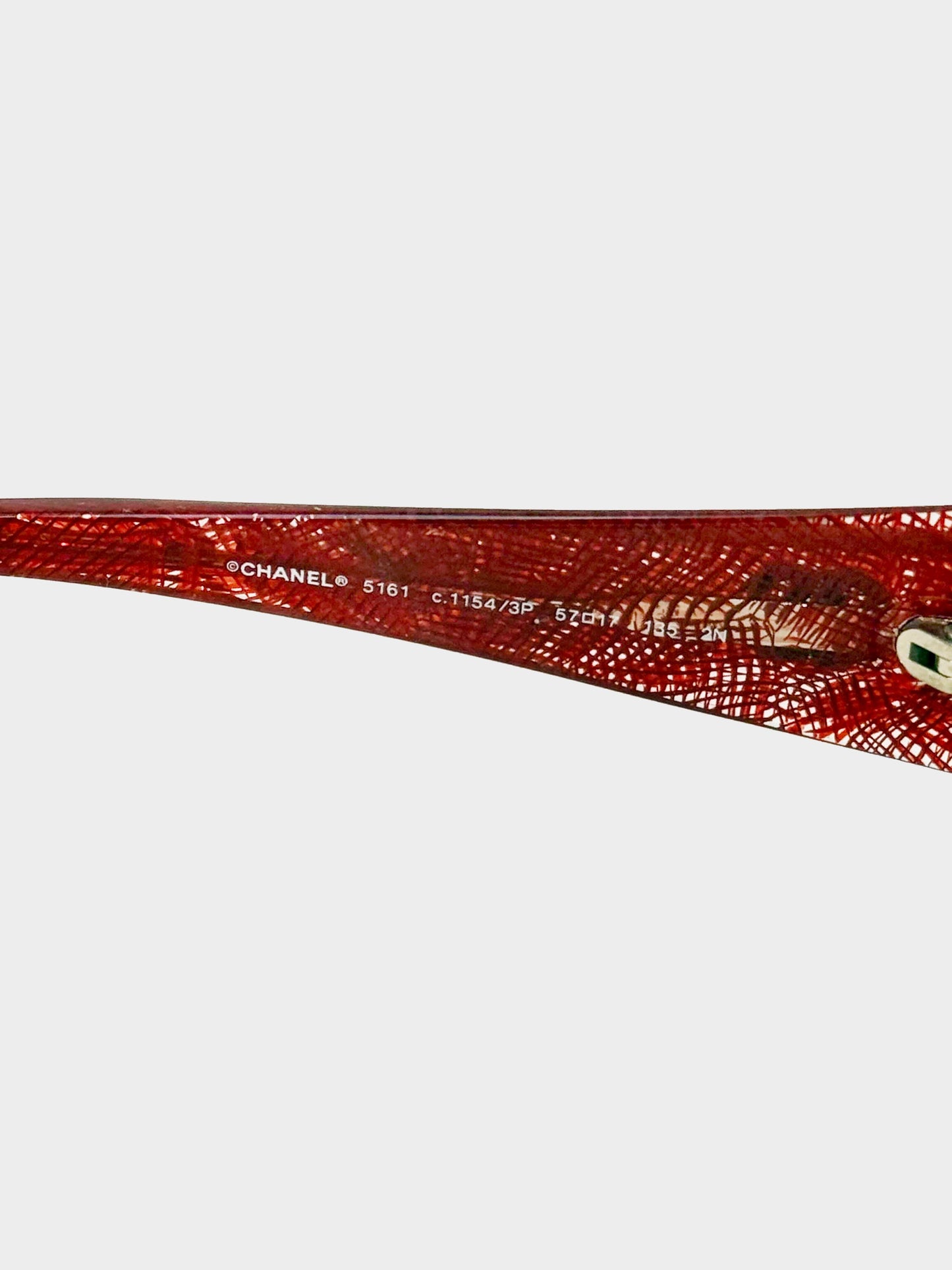 Chanel 2000s Red Mesh Detail Translucent Oversized Sunglasses