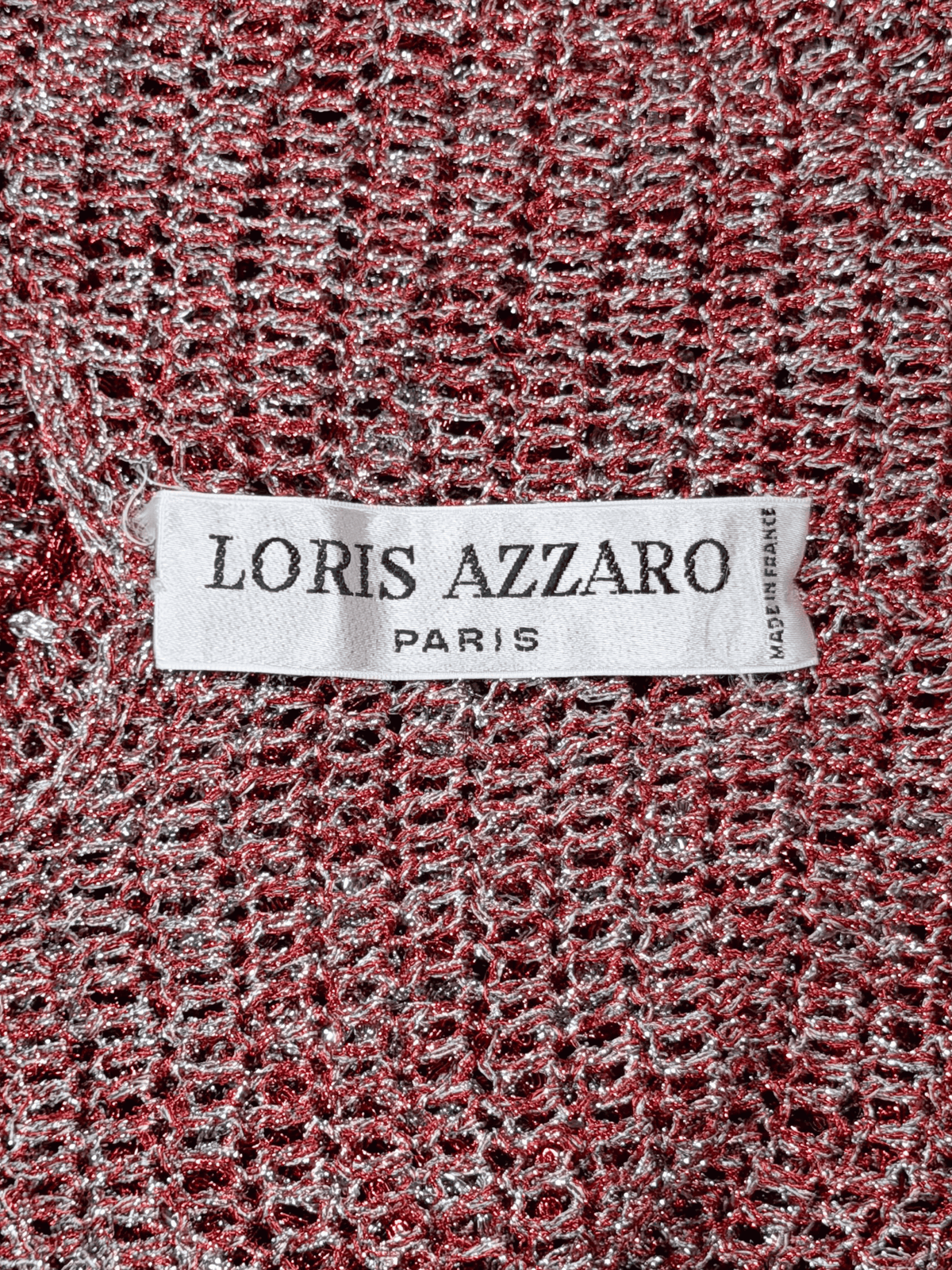 Loris Azzaro 1970s Red and Silver Metallic Crochet Top