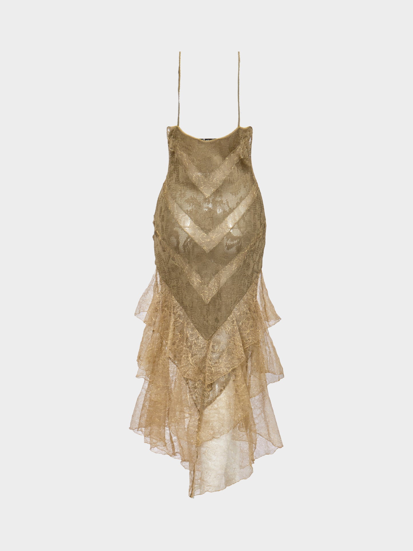 Christian Dior by John Galliano 2004 Khaki-Green and Gold Knitted Lace Dress