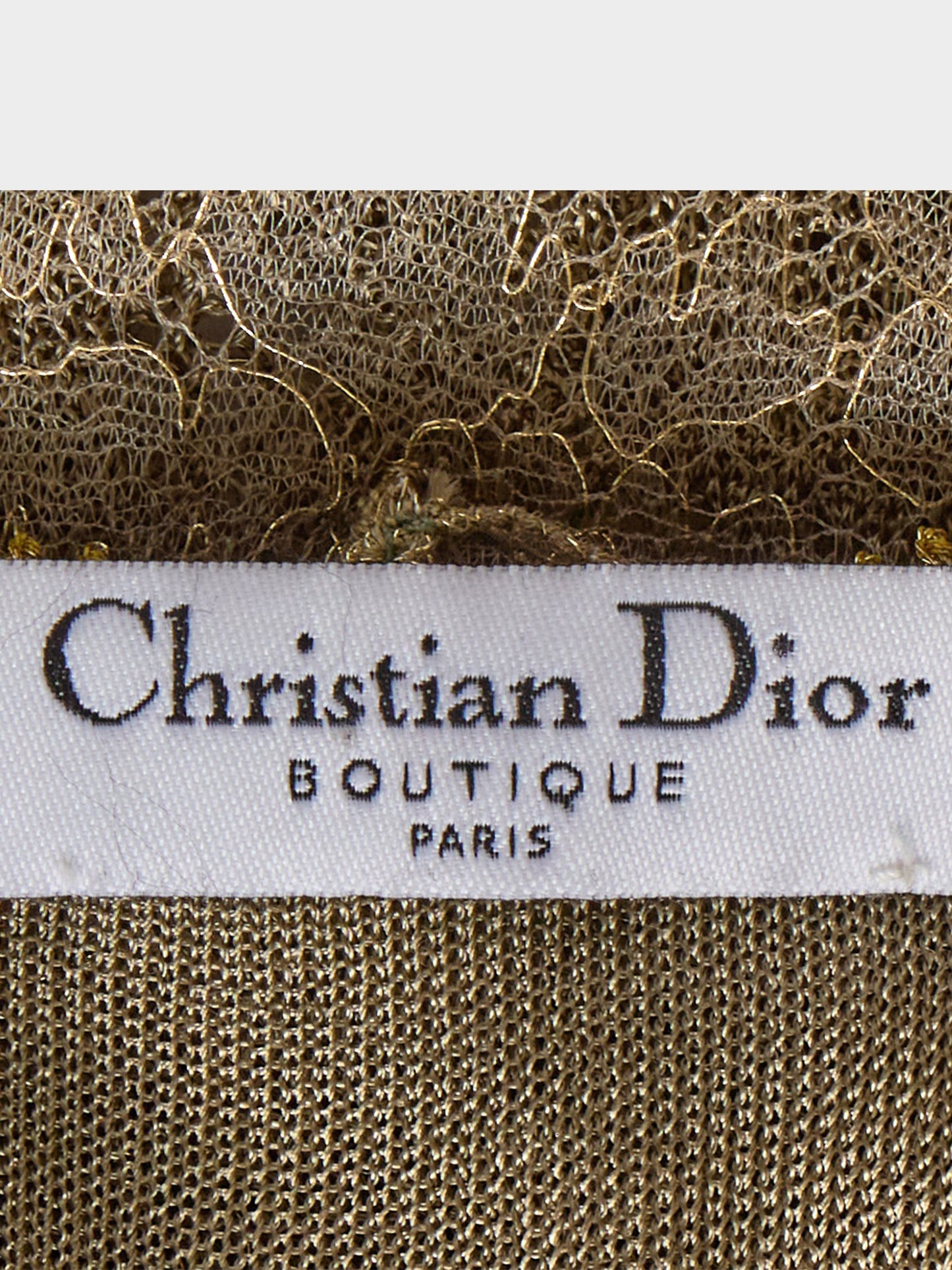Christian Dior by John Galliano 2004 Khaki-Green and Gold Knitted Lace Dress