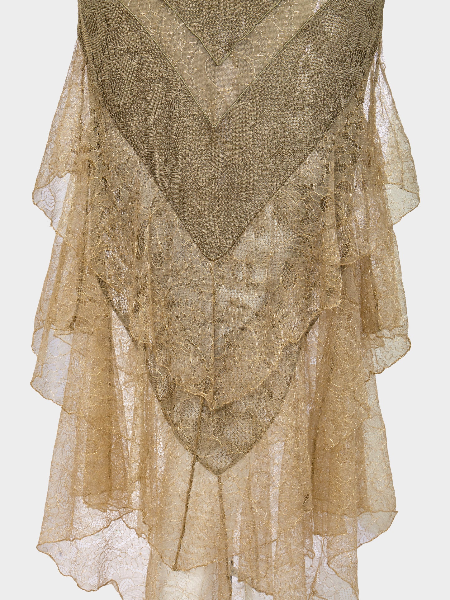 Christian Dior by John Galliano 2004 Khaki-Green and Gold Knitted Lace Dress