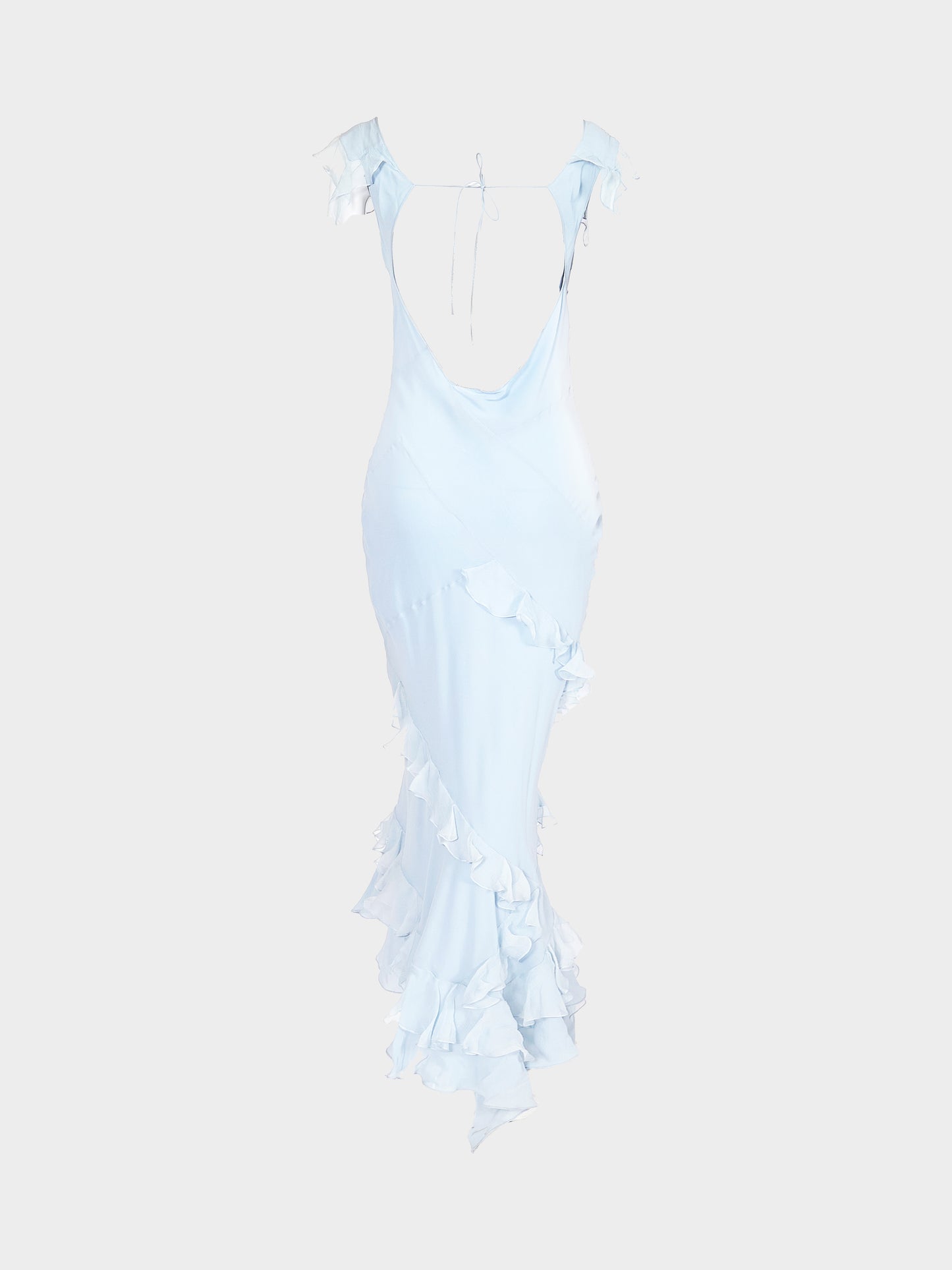 John Galliano 2005 Baby Blue Bias Cut Crêpe Georgette Evening Dress