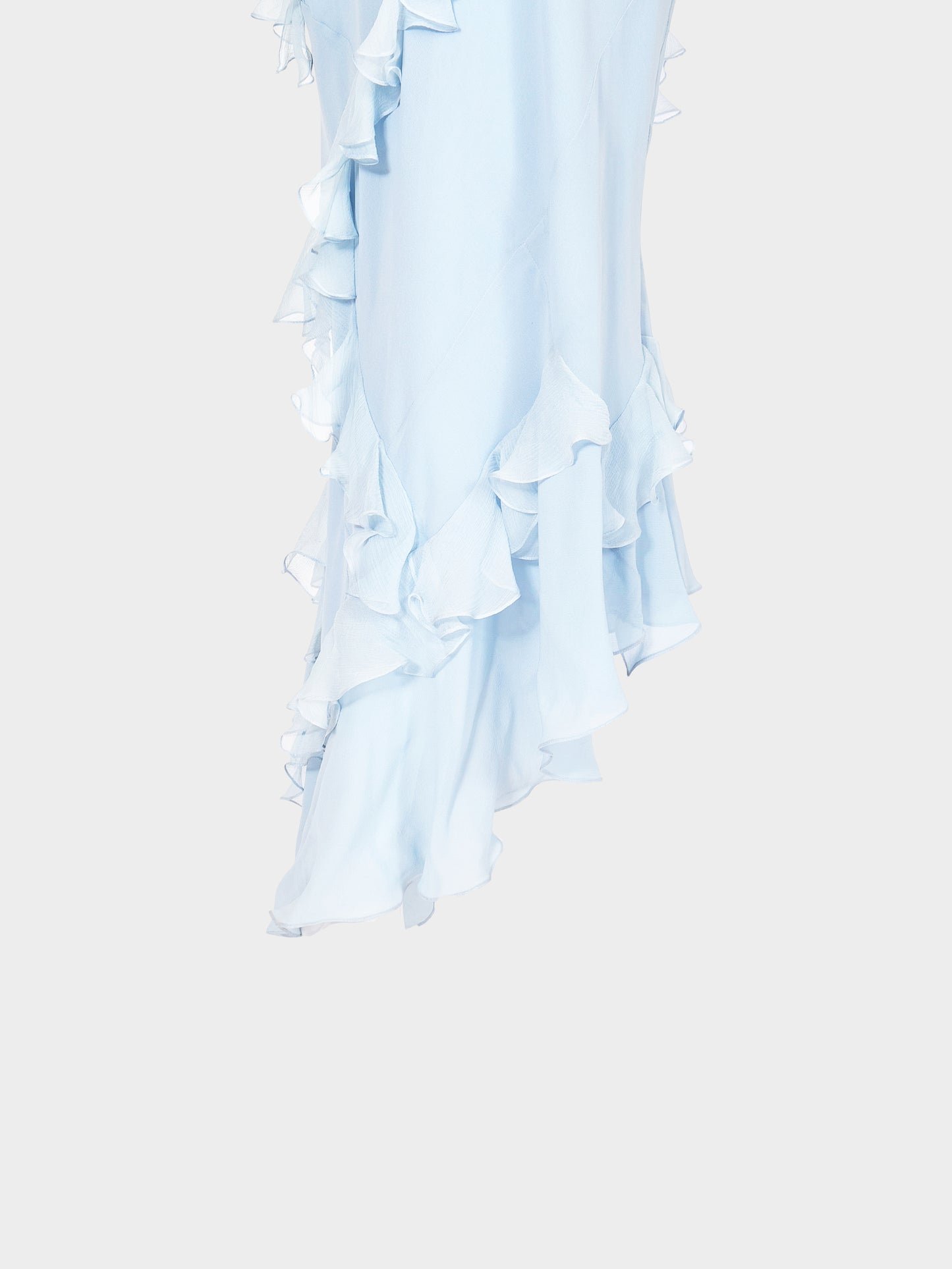 John Galliano 2005 Baby Blue Bias Cut Crêpe Georgette Evening Dress