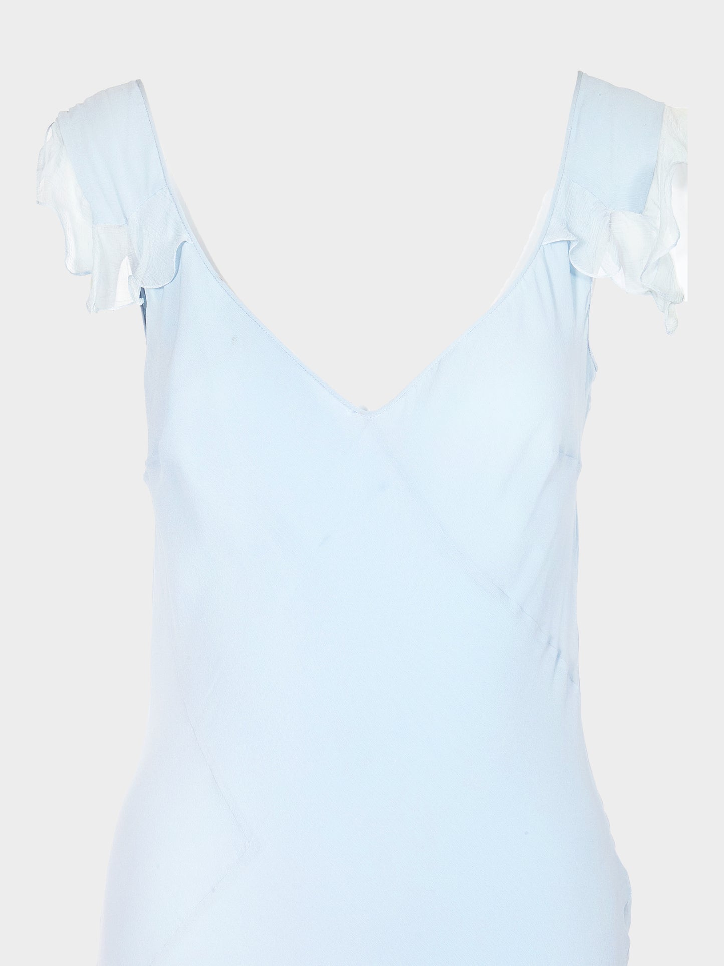 John Galliano 2005 Baby Blue Bias Cut Crêpe Georgette Evening Dress