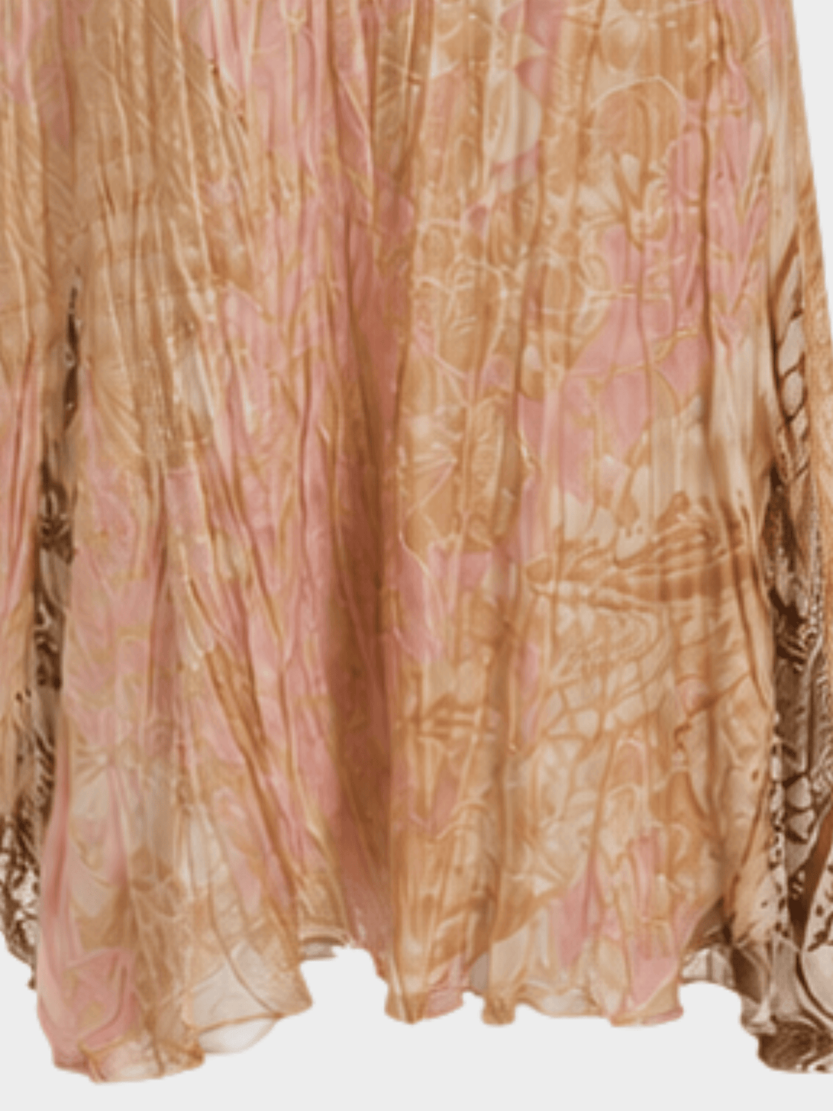 Roberto Cavalli FW 2001 Brown Baroque Pleated Maxi Skirt