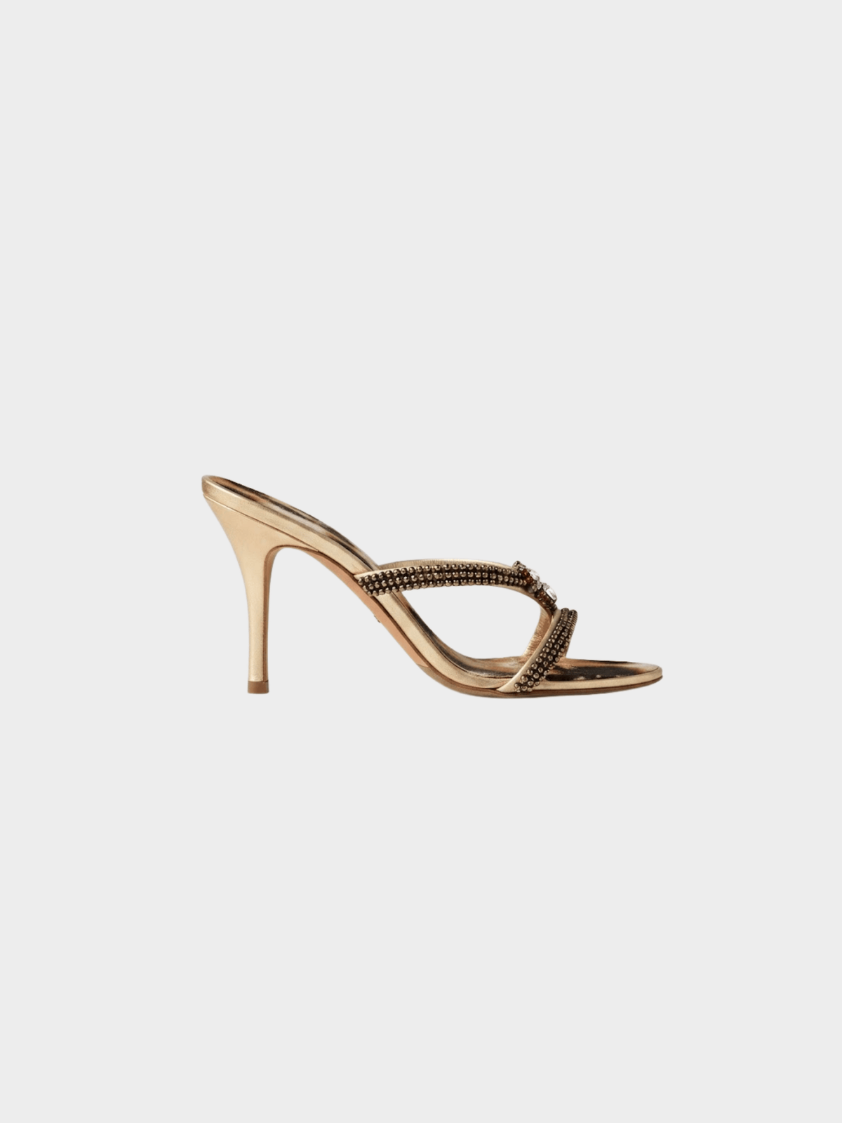 Roberto Cavalli 2000s Gold Leopard Print Sandals