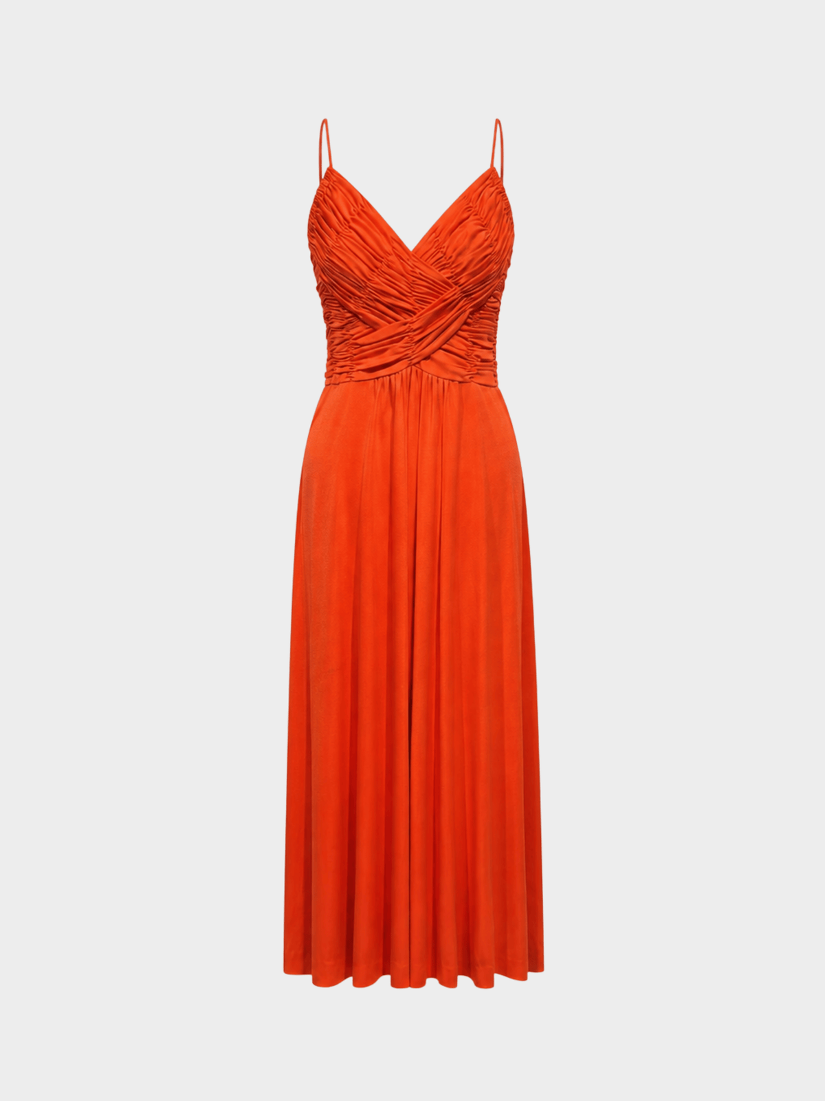 Loris Azzaro 1973 Red Ruched Jersey Maxi Dress