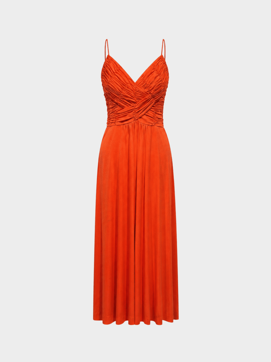 Loris Azzaro 1973 Red Ruched Jersey Maxi Dress
