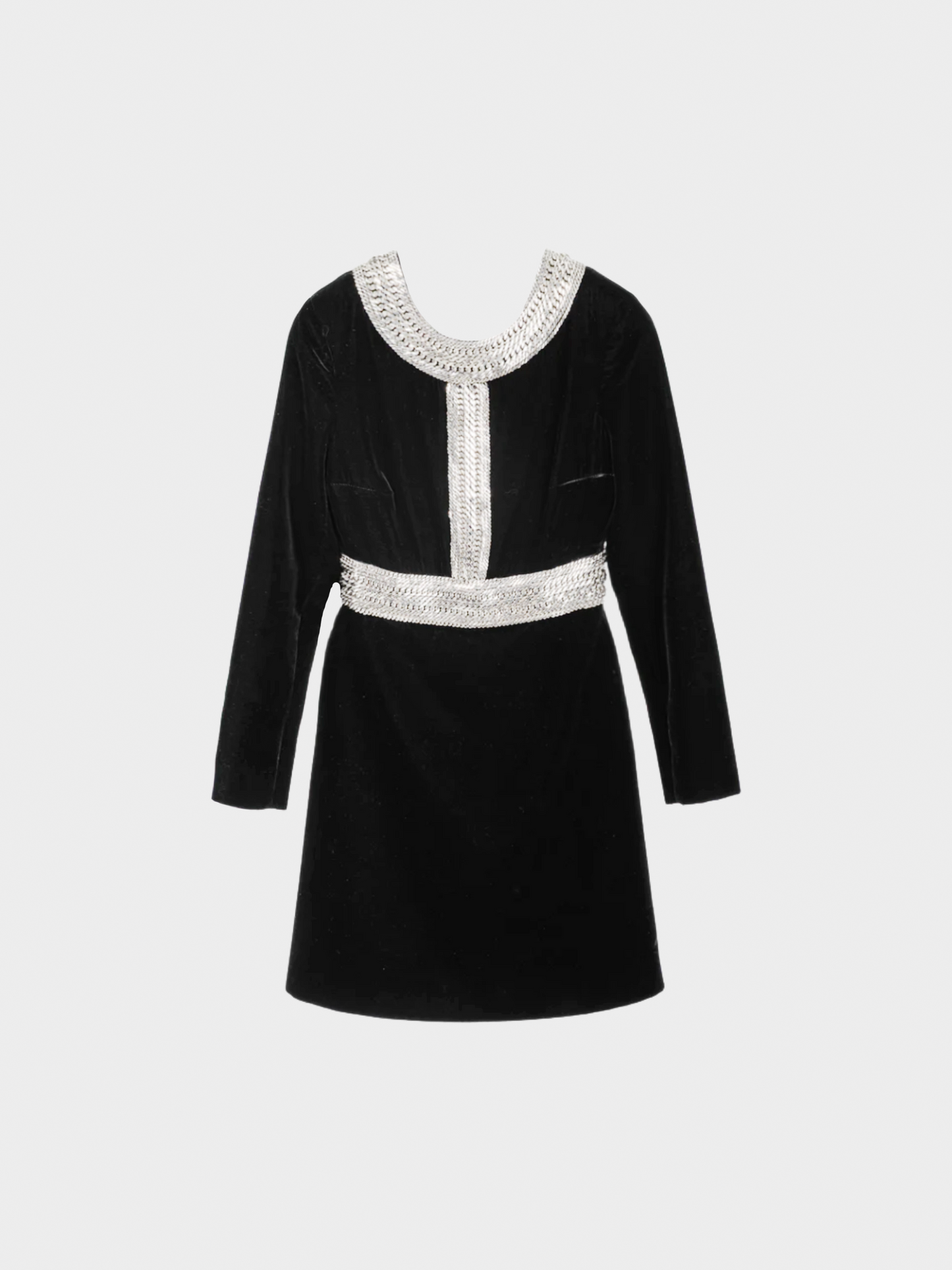 Yves Saint Laurent AW 2014 Runway Black Velvet Chain-Embellished Mini Dress