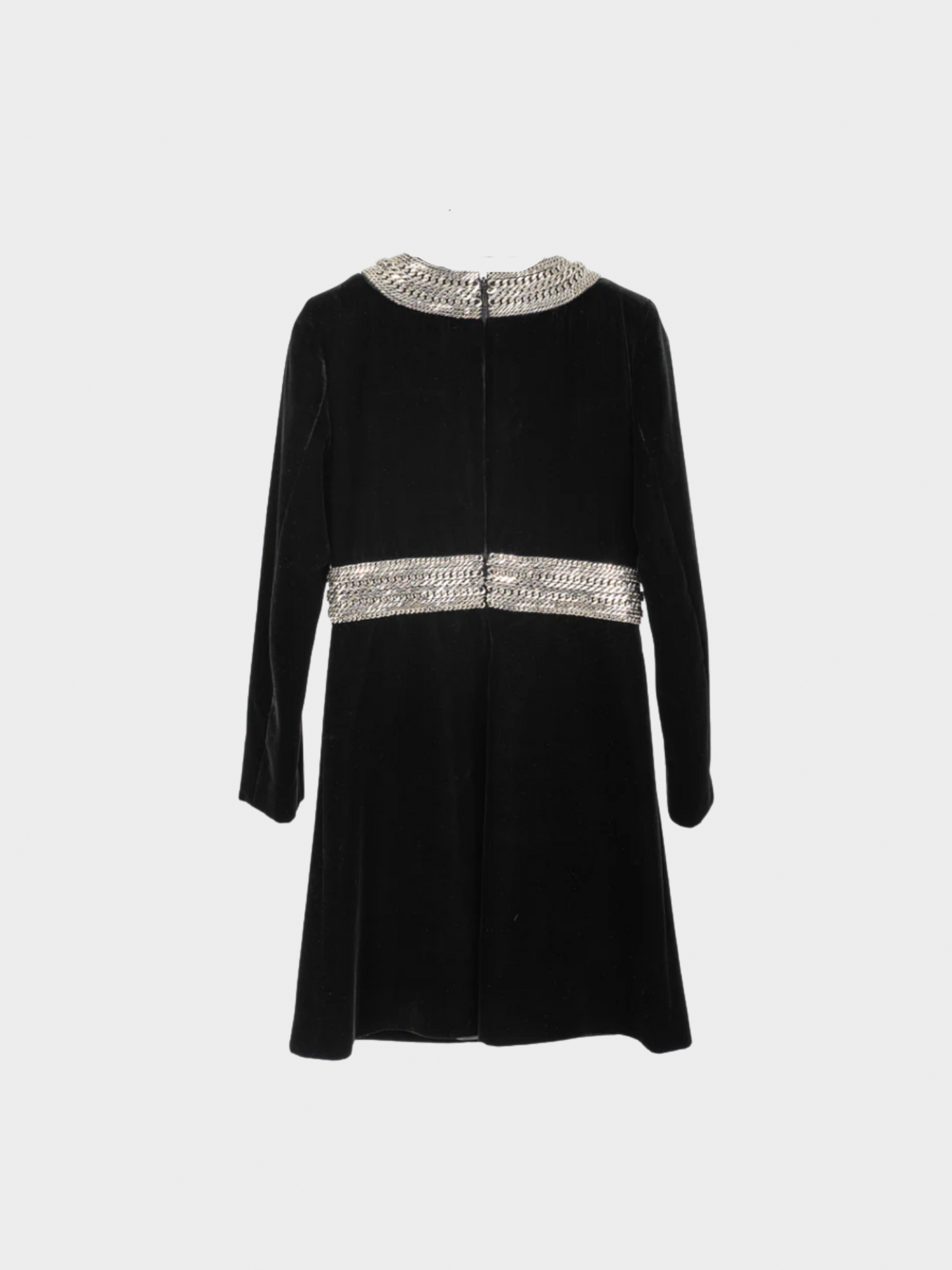 Yves Saint Laurent AW 2014 Runway Black Velvet Chain-Embellished Mini Dress