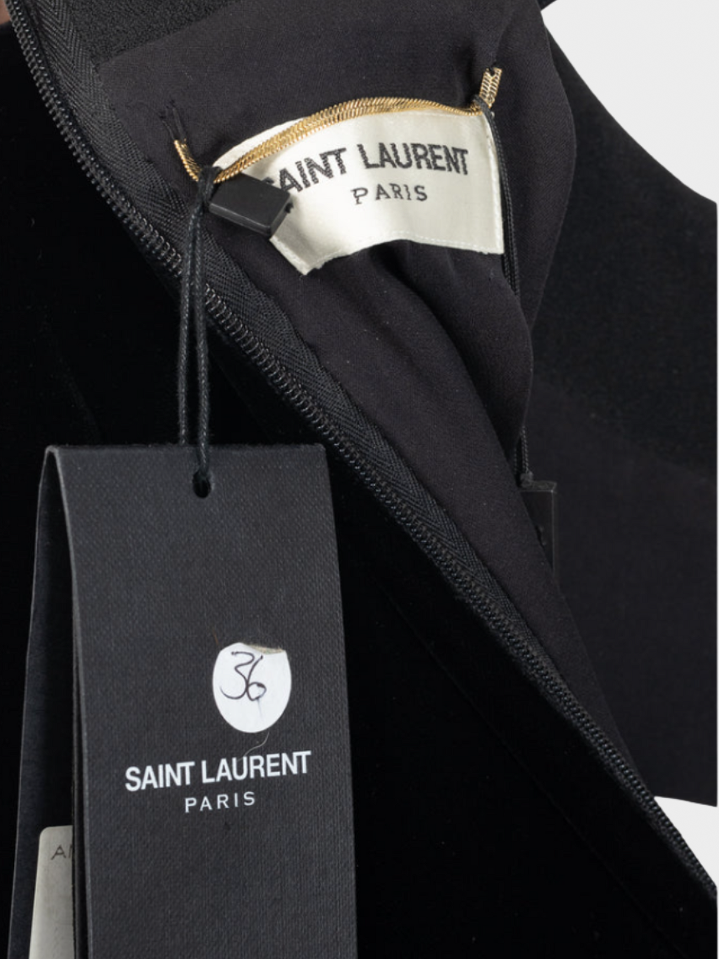 Yves Saint Laurent AW 2014 Runway Black Velvet Chain-Embellished Mini Dress