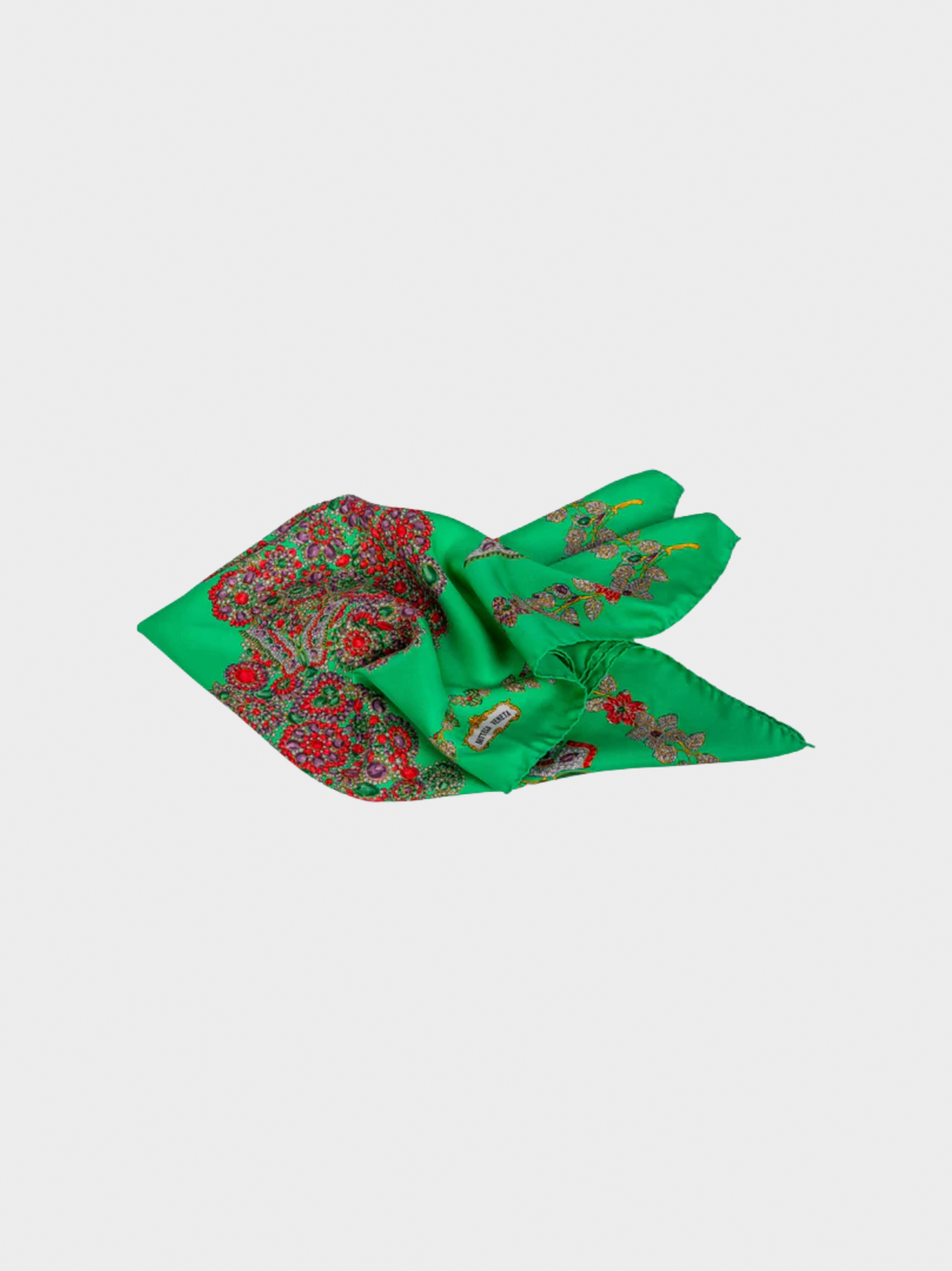 Bottega Veneta 1970s Green Butterfly Jewel Scarf