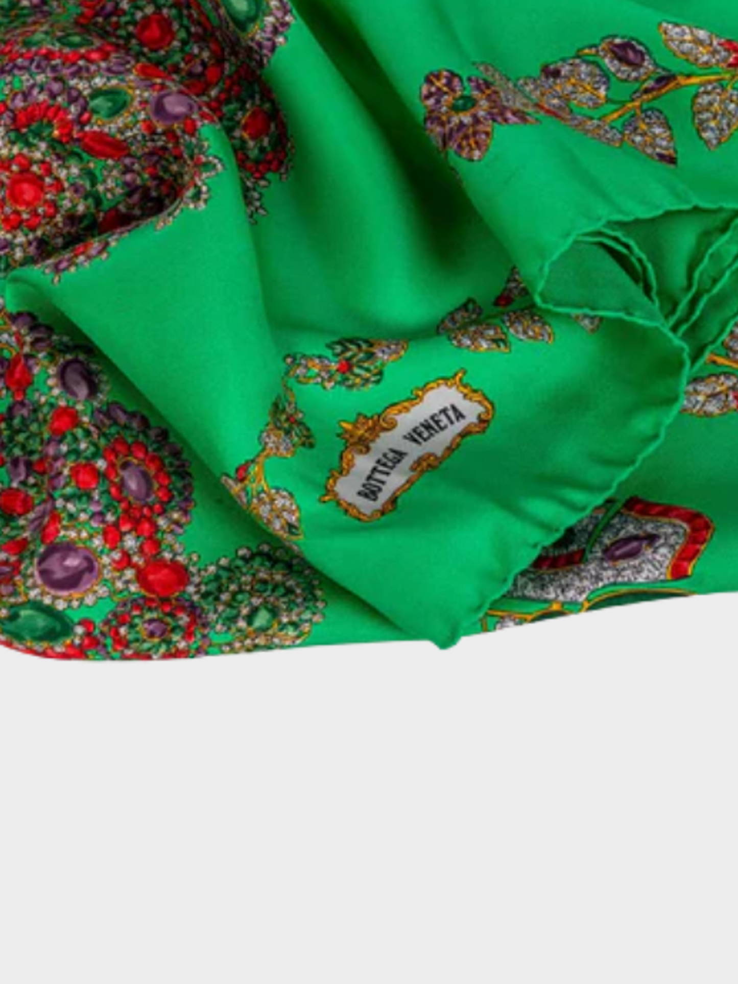 Bottega Veneta 1970s Green Butterfly Jewel Scarf