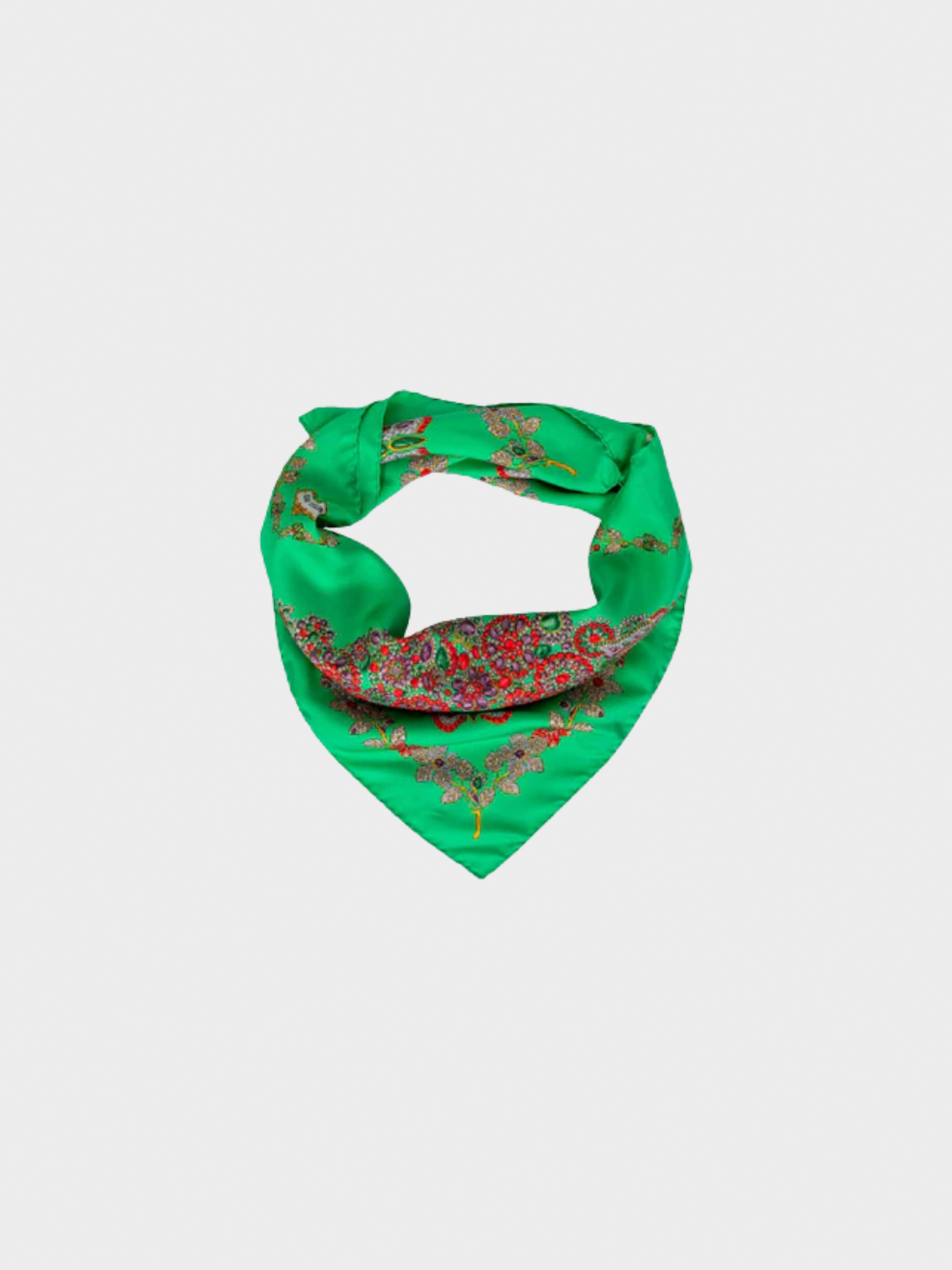 Bottega Veneta 1970s Green Butterfly Jewel Scarf