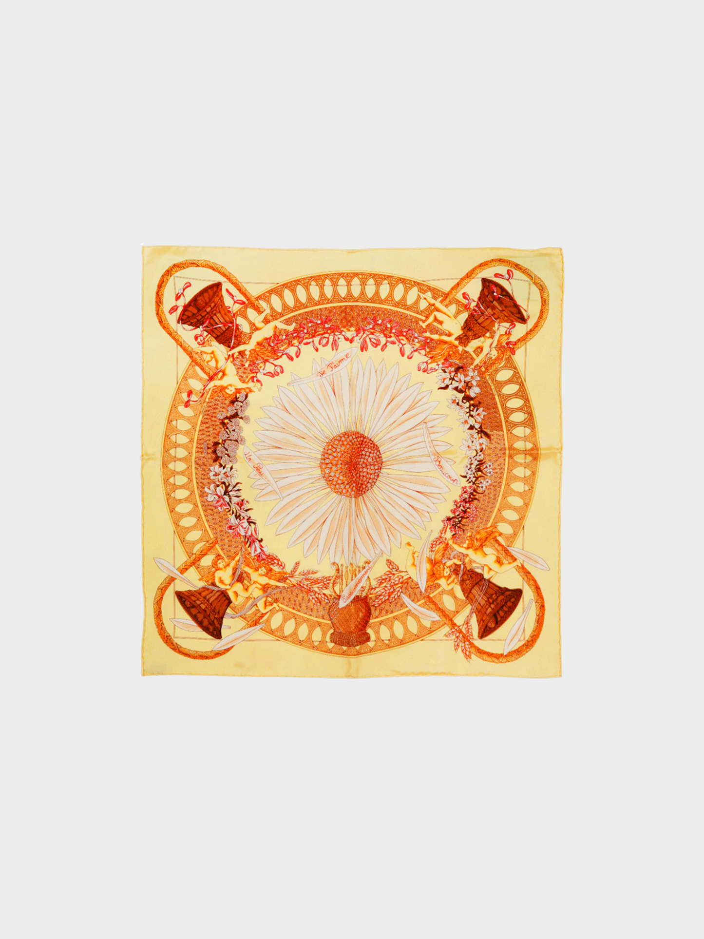 Hermes 1999 Yellow Carre 90 "Amore Sunflower" Scarf