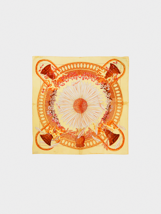 Hermes 1999 Yellow Carre 90 "Amore Sunflower" Scarf