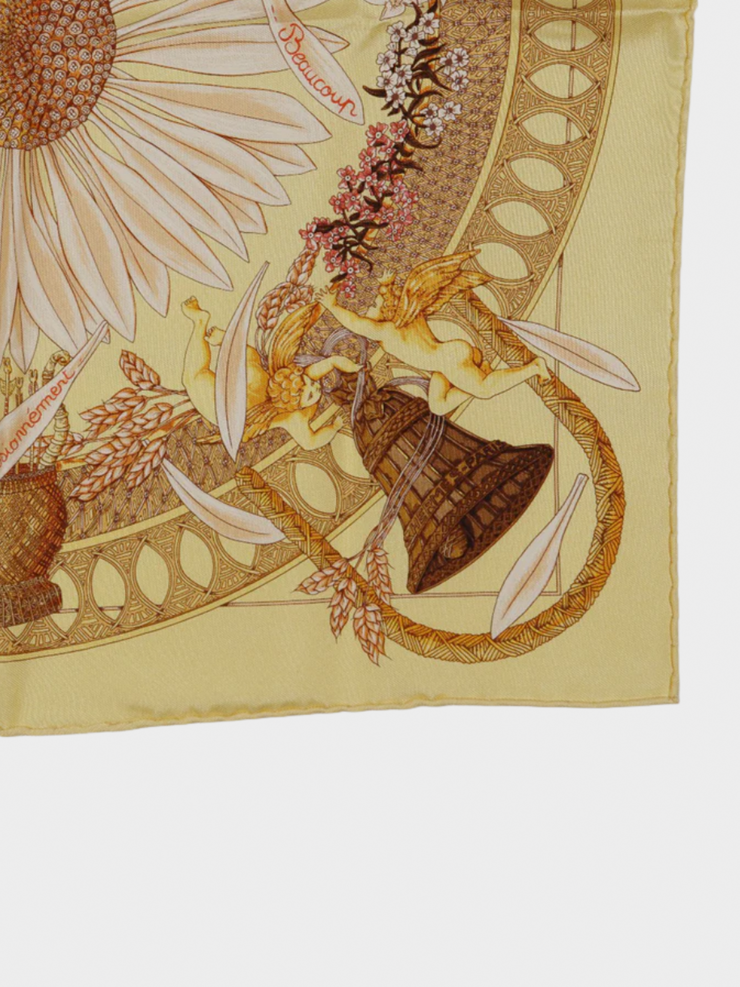 Hermes 1999 Yellow Carre 90 "Amore Sunflower" Scarf