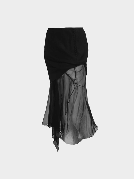 John Galliano FW 2001 Black Silk Chiffon Skirt