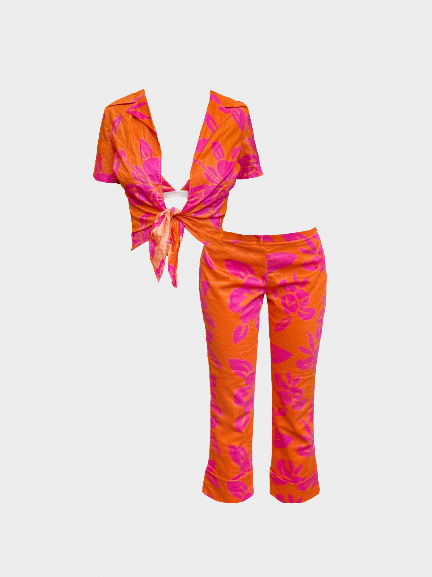 Dolce and Gabbana 2000s Orange and Pink Tropical Three Piece Set