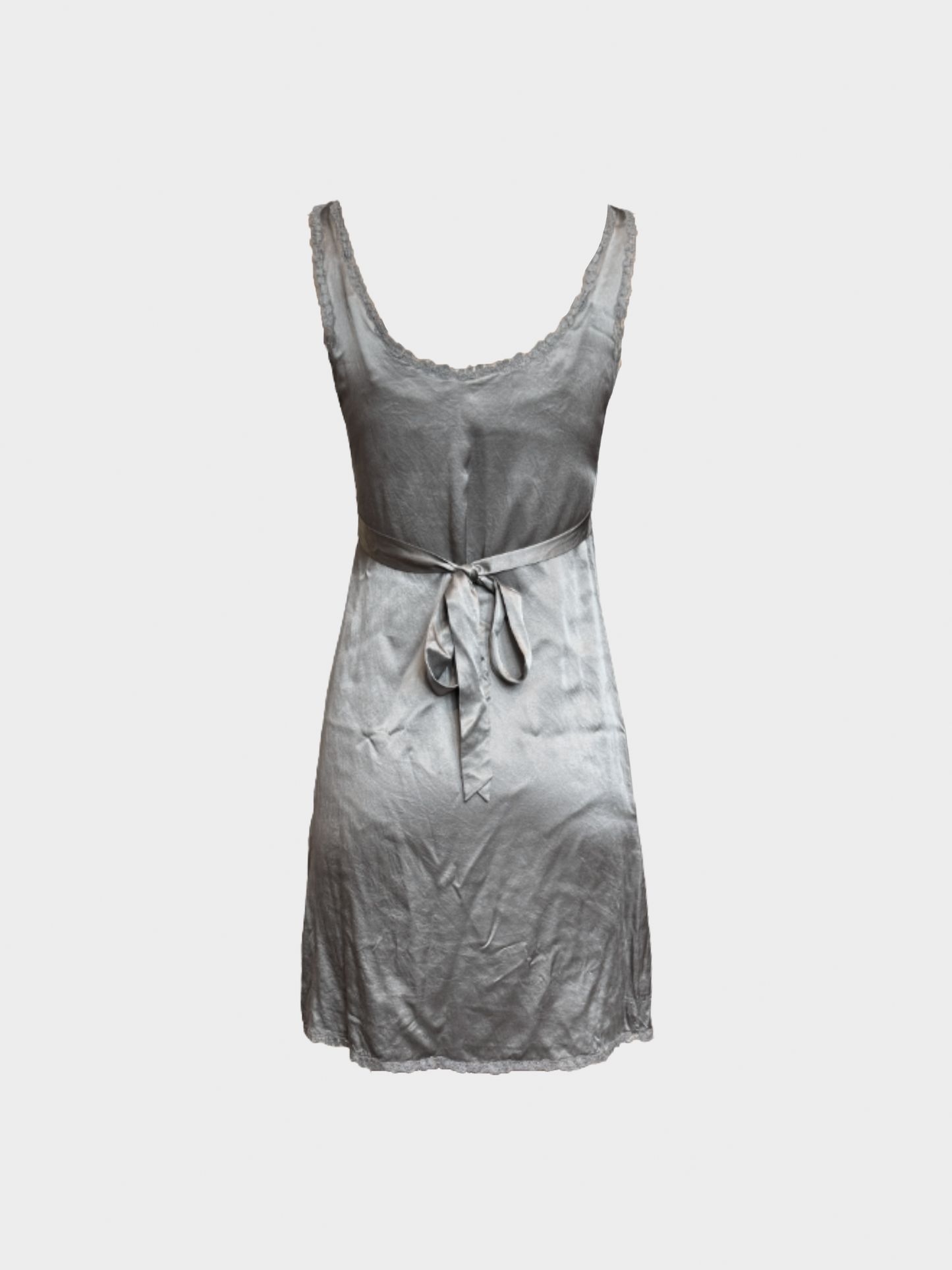 Valentino 2000s Grey Silver Silk Mini Dress