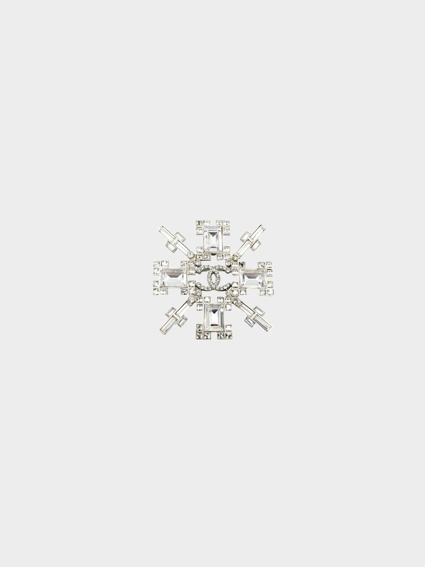 Chanel 2006 Crystal CC Silver Rhinestone Brooch