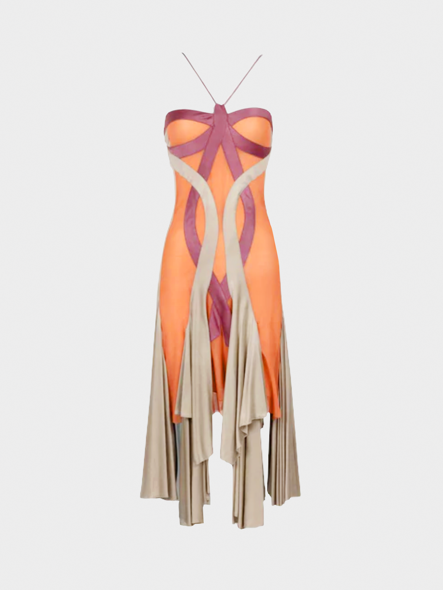 Stella McCartney FW 2004 Multicoloured Asymmetric Cutout Draped Dress