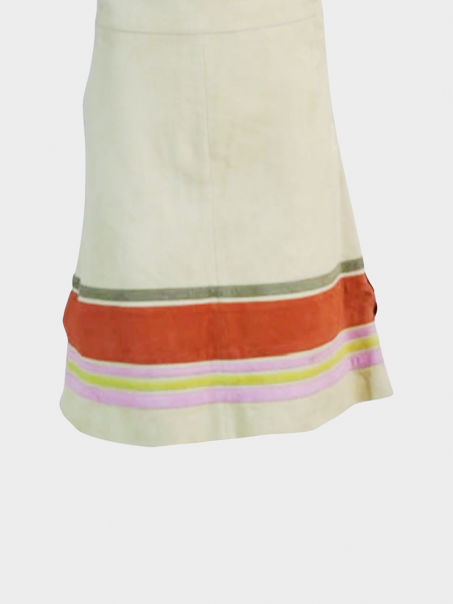 Valentino 2000s Beige Suede Striped Midi Skirt