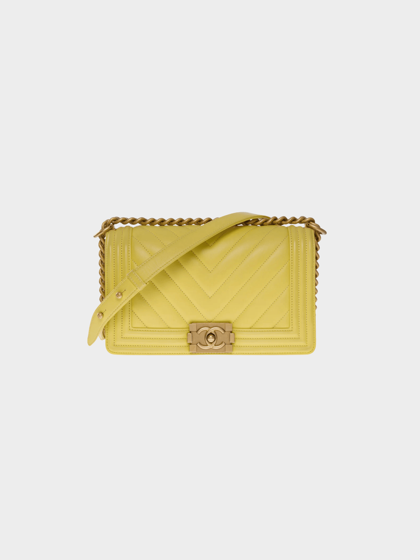 Chanel 2018 Yellow Leather Boy Bag