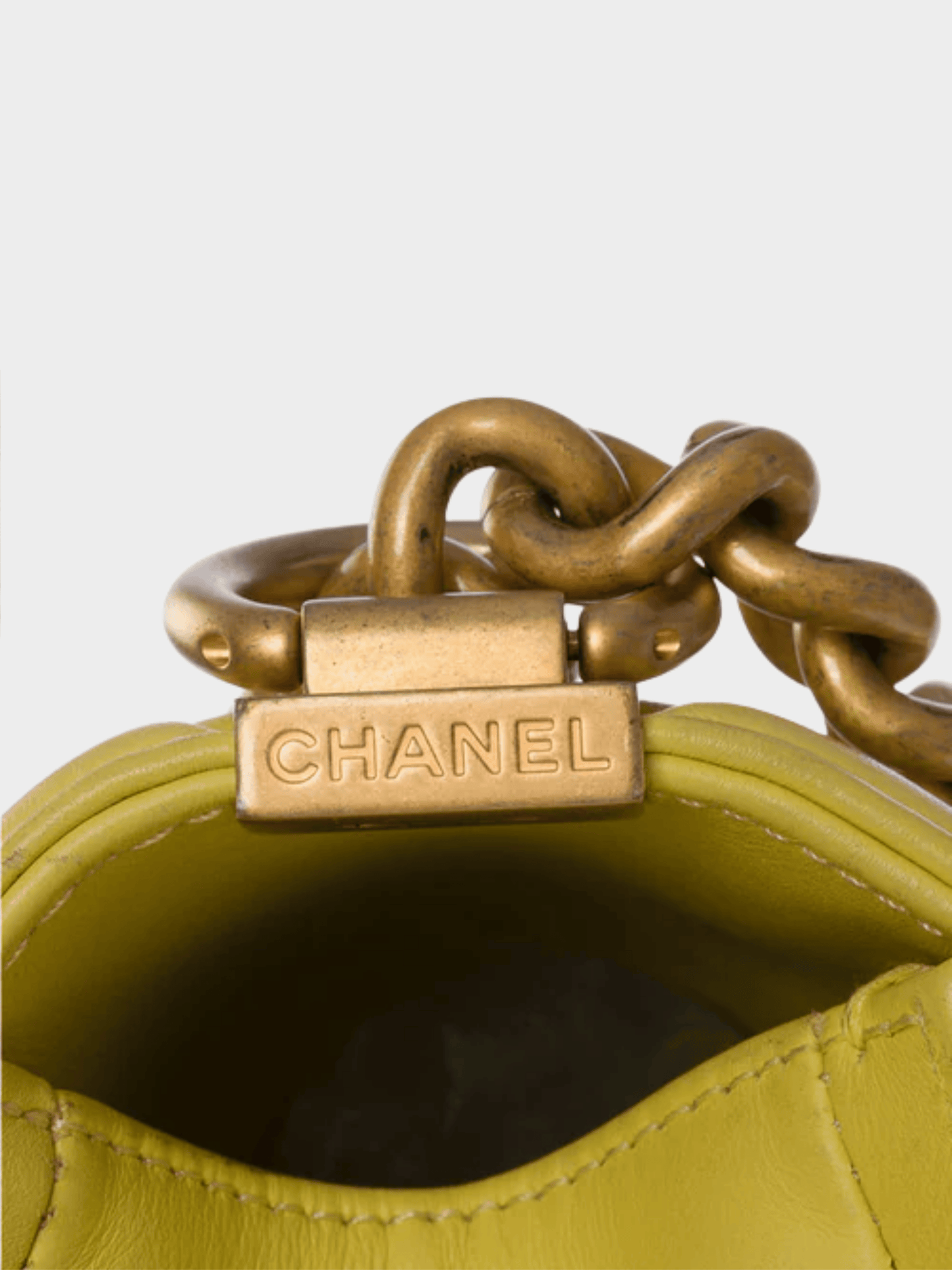 Chanel 2018 Yellow Leather Boy Bag