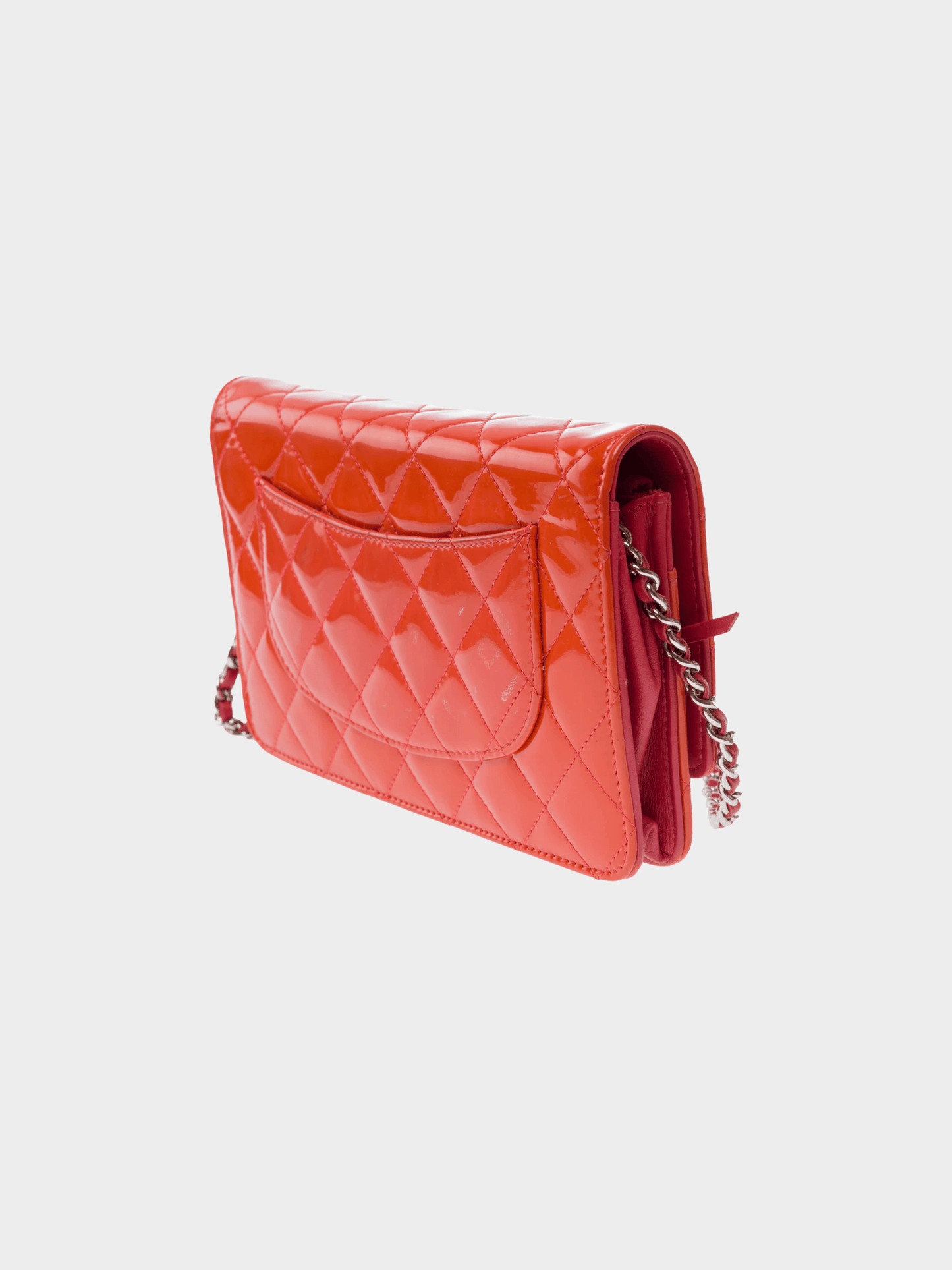 Chanel 2012 Orange Patent Leather Wallet on Chain