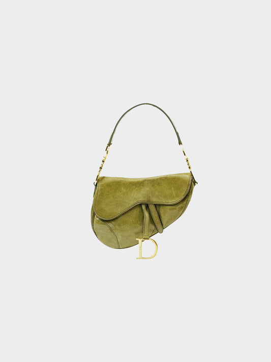 Christian Dior 2007 Olive Green Leather Saddle Bag