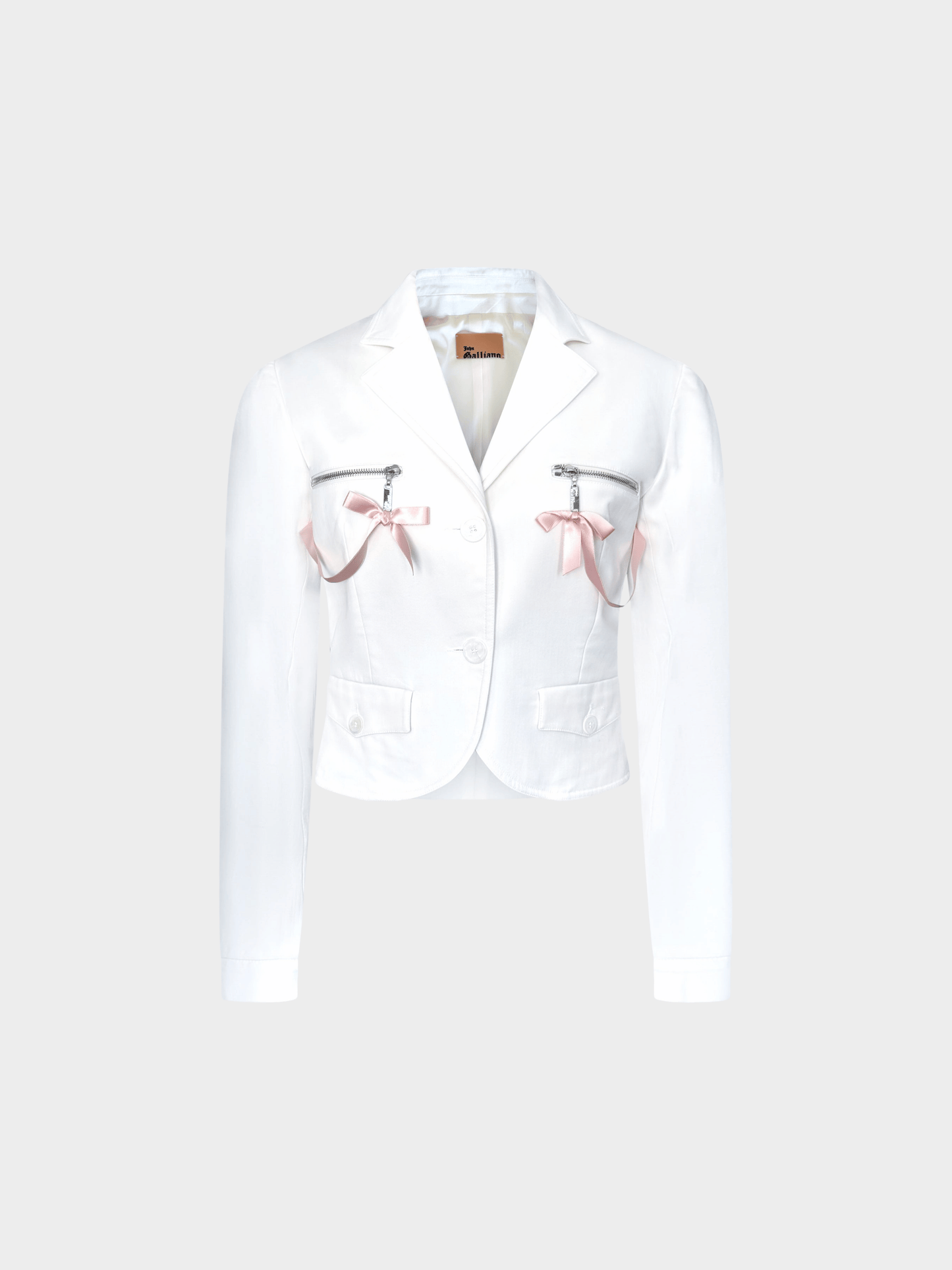 John Galliano SS 2006 Pale Blue Satin Bow Cropped Jacket