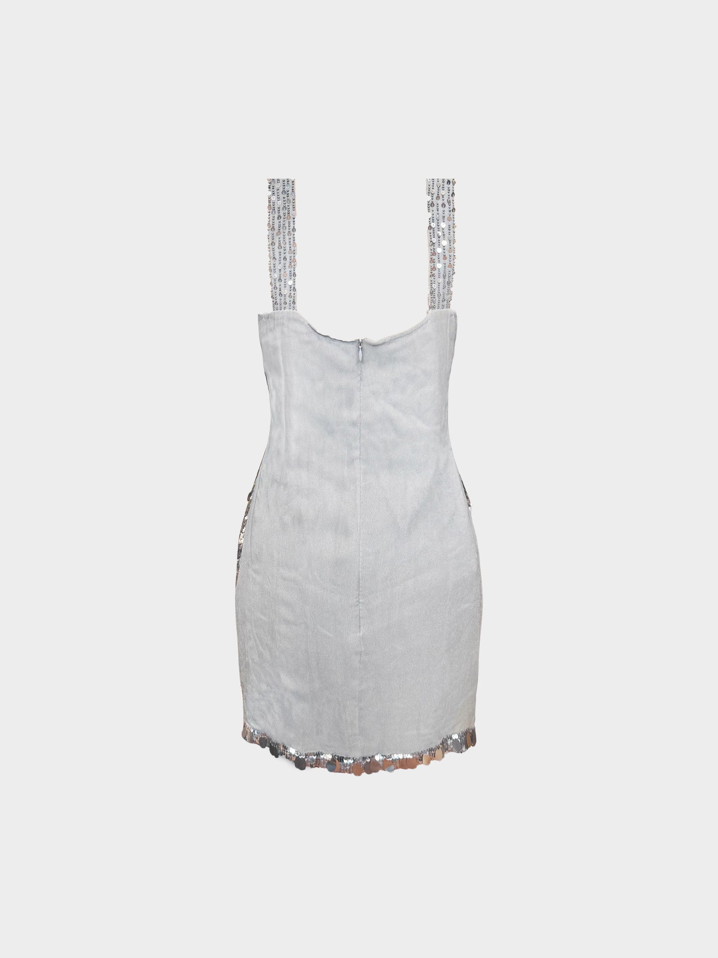 Blumarine 2000s Rare Silver Sequin and Jeweled Dress