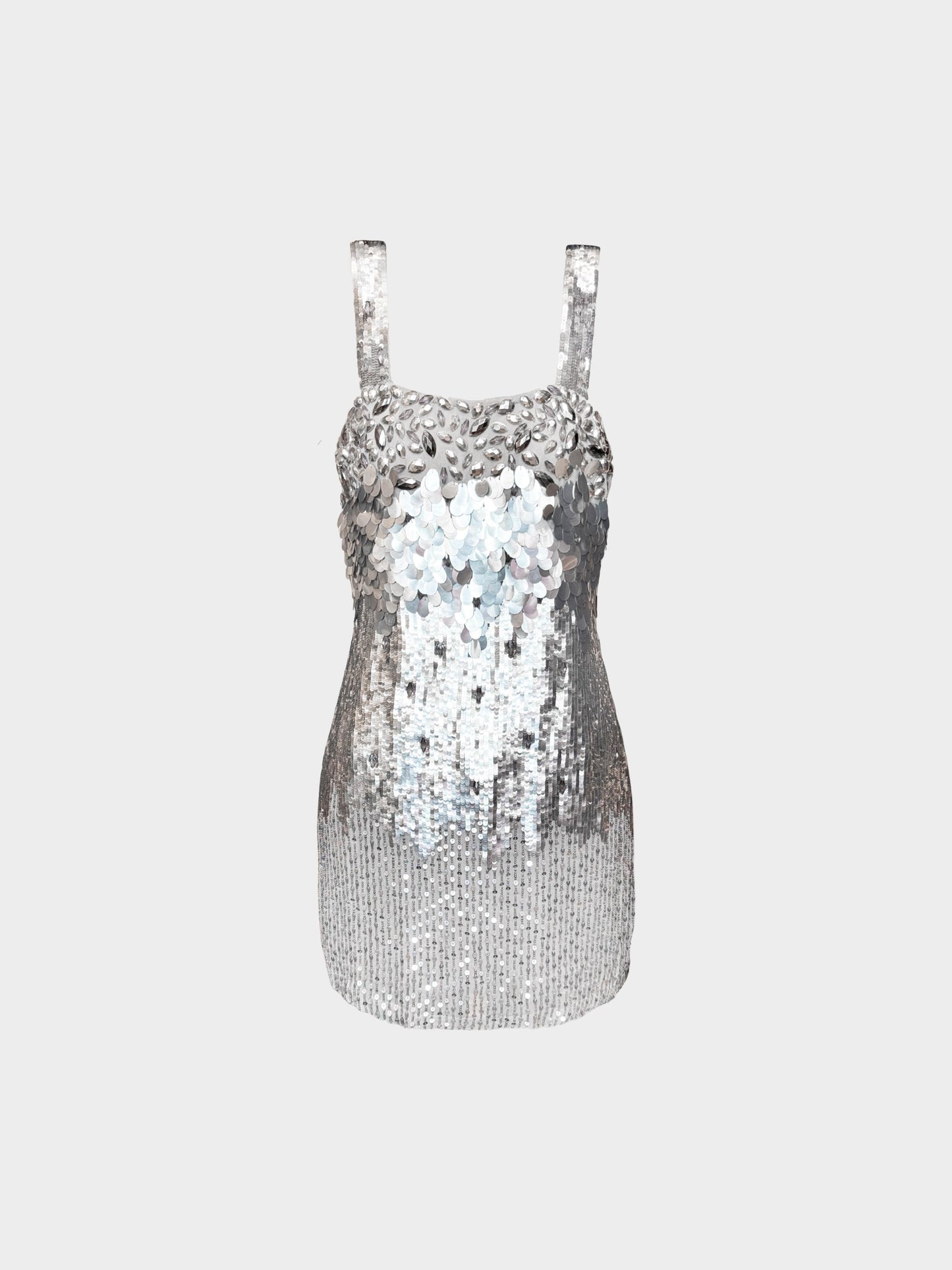 Blumarine 2000s Rare Silver Sequin and Jeweled Dress
