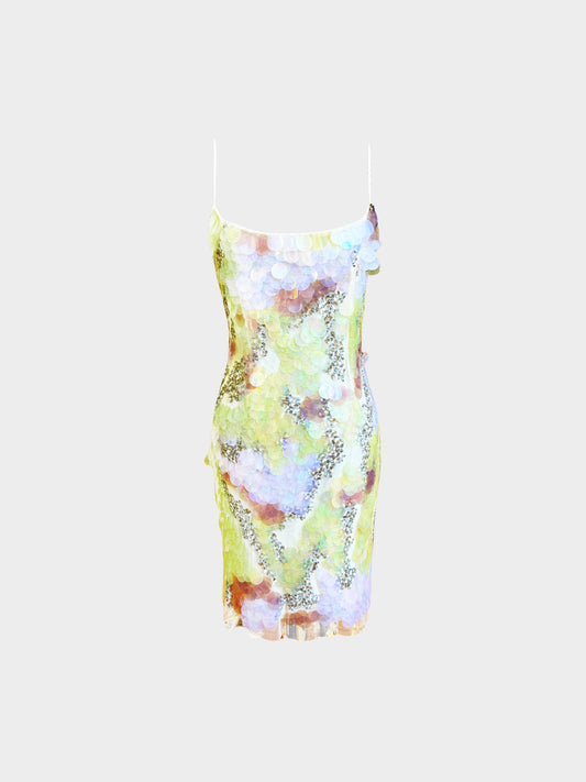 Blumarine 2000s Blugirl Multicolor Iridescent Sequined Polyamide Mesh Dress