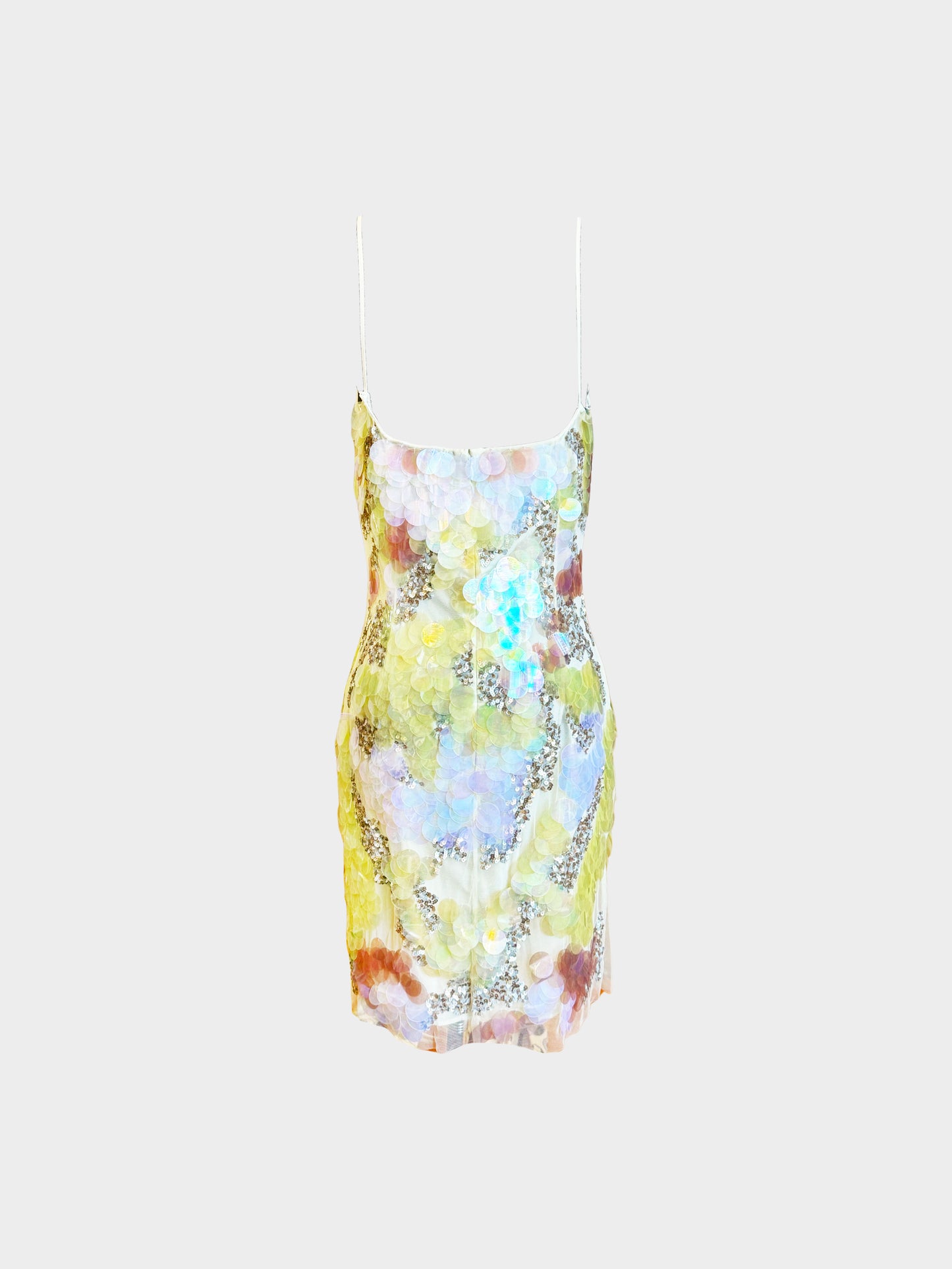 Blumarine 2000s Blugirl Multicolor Iridescent Sequined Polyamide Mesh Dress