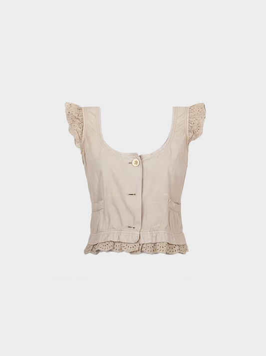 Miu Miu SS 2002 Beige Scoop Neck Top