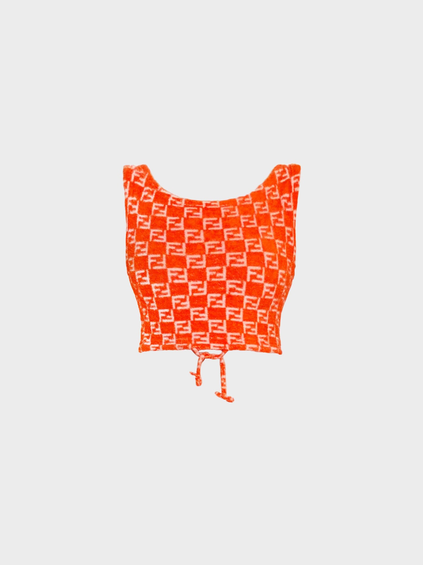 Fendi 1990s-2000s Orange Terrycloth Logo Print Top and Shorts Set
