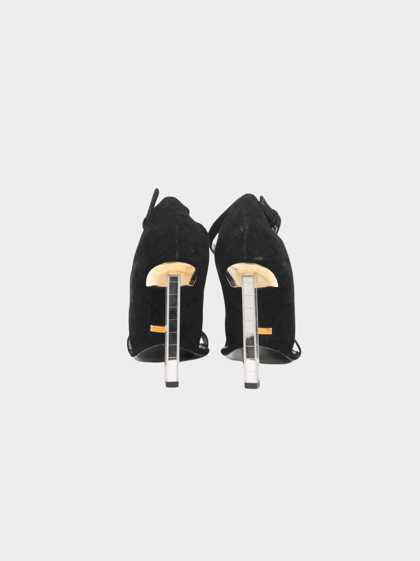 Tom Ford SS 2014 Runway Black Suede Mirror-Heel Sandals