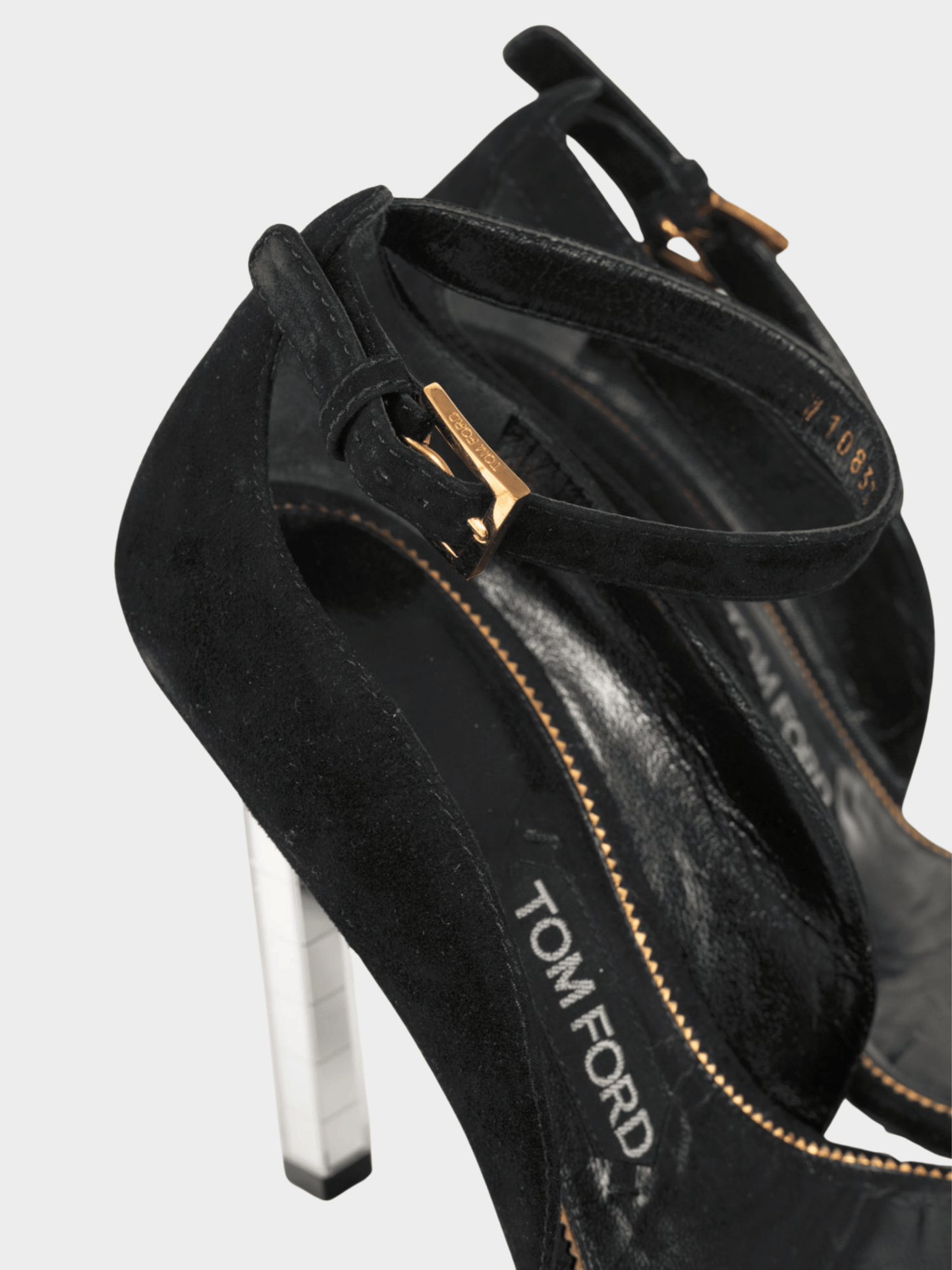 Tom Ford SS 2014 Runway Black Suede Mirror-Heel Sandals