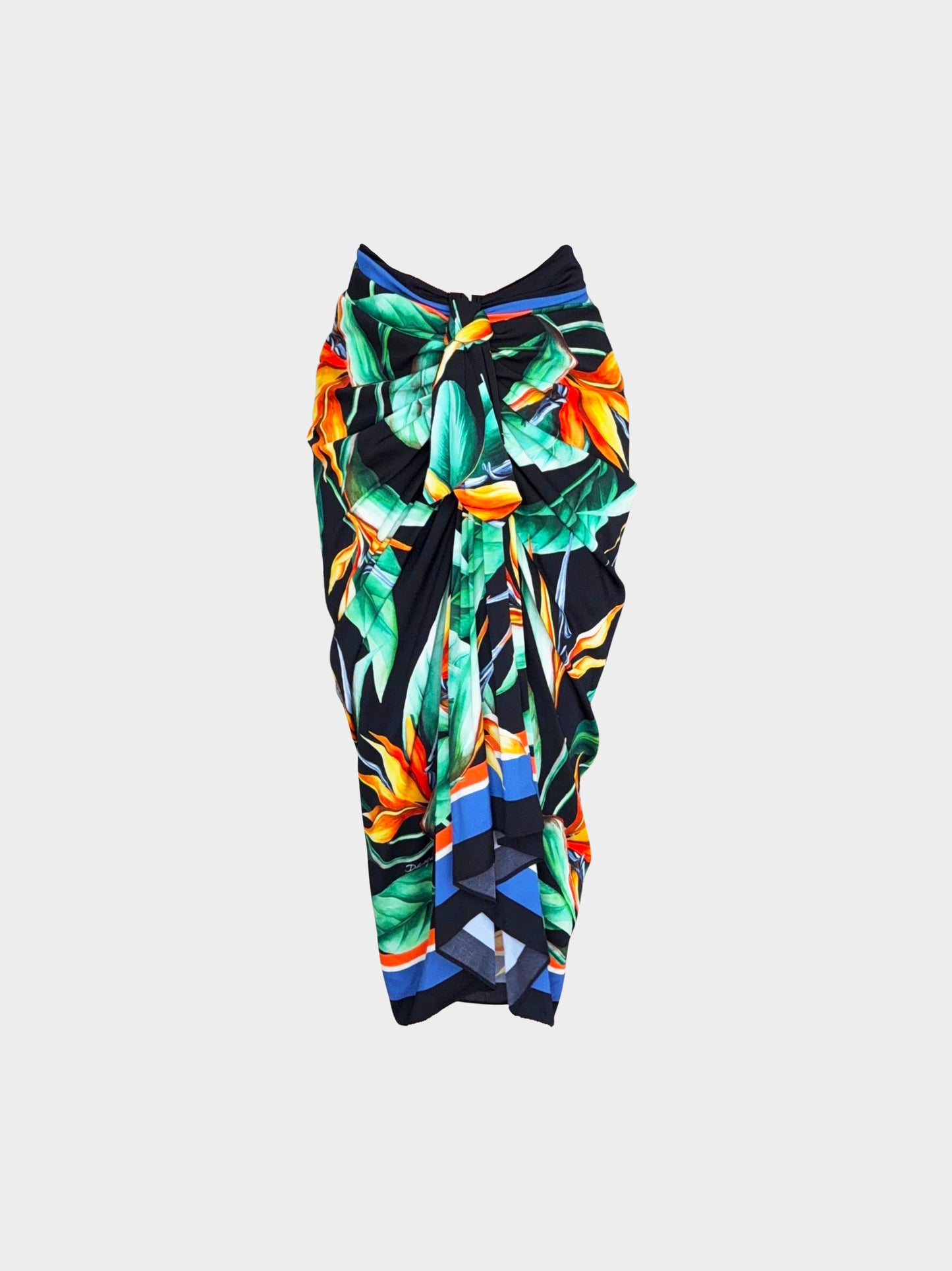 Dolce and Gabbana 2000s Multicolored Tropical Print Wrap Skirt