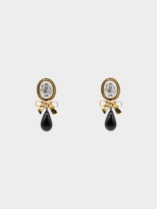 Emanuel Ungaro 1990s Black and Gold Clip-on Earrings