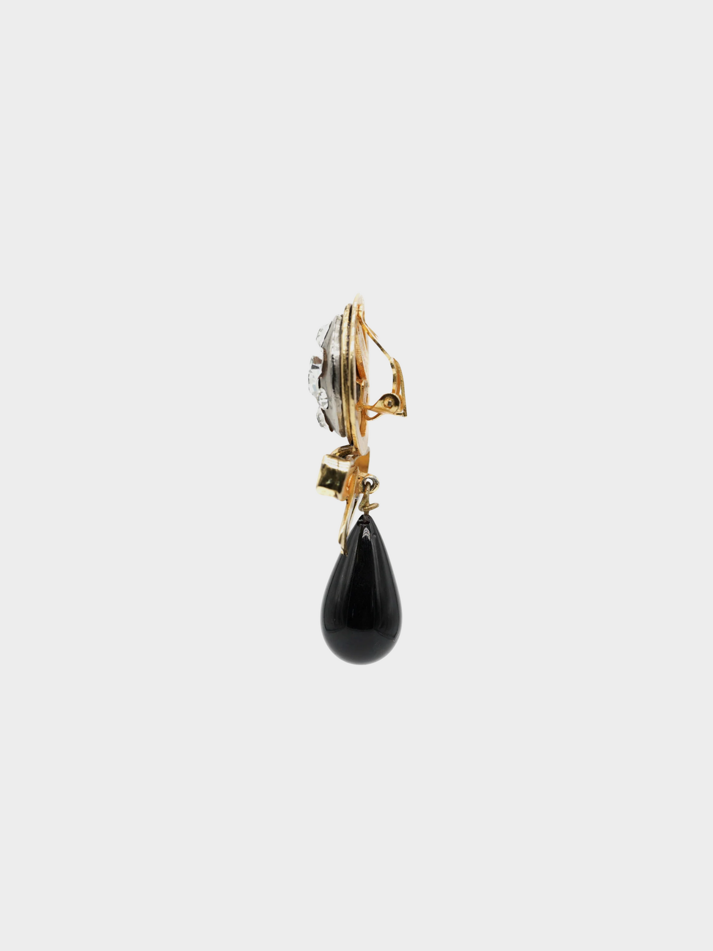 Emanuel Ungaro 1990s Black and Gold Clip-on Earrings